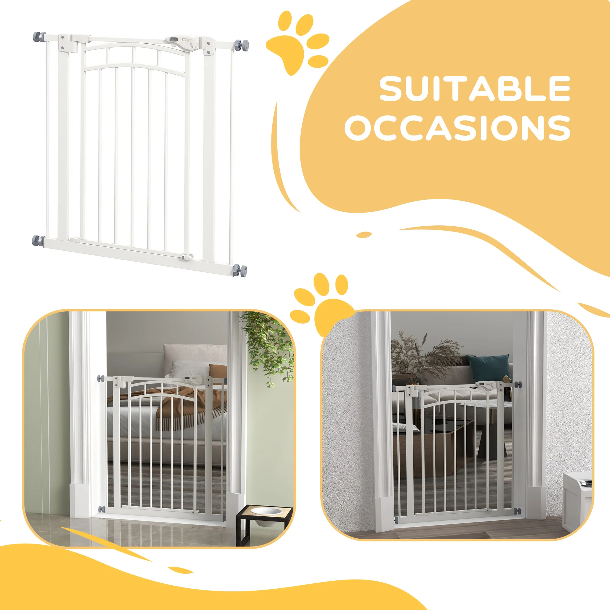 Pressure Fit Safety Gate w/ Auto Closing Door, for Small, Medium Dogs, 74-80cm - Image 8