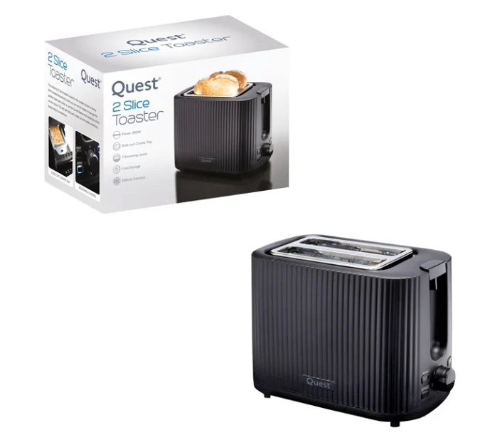 Quest Black Grooved Slice Toaster - Image 2
