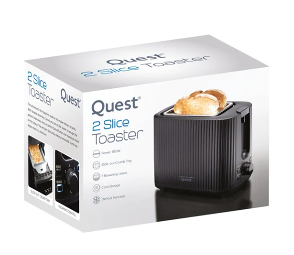 Quest Black Grooved Slice Toaster - Image 3