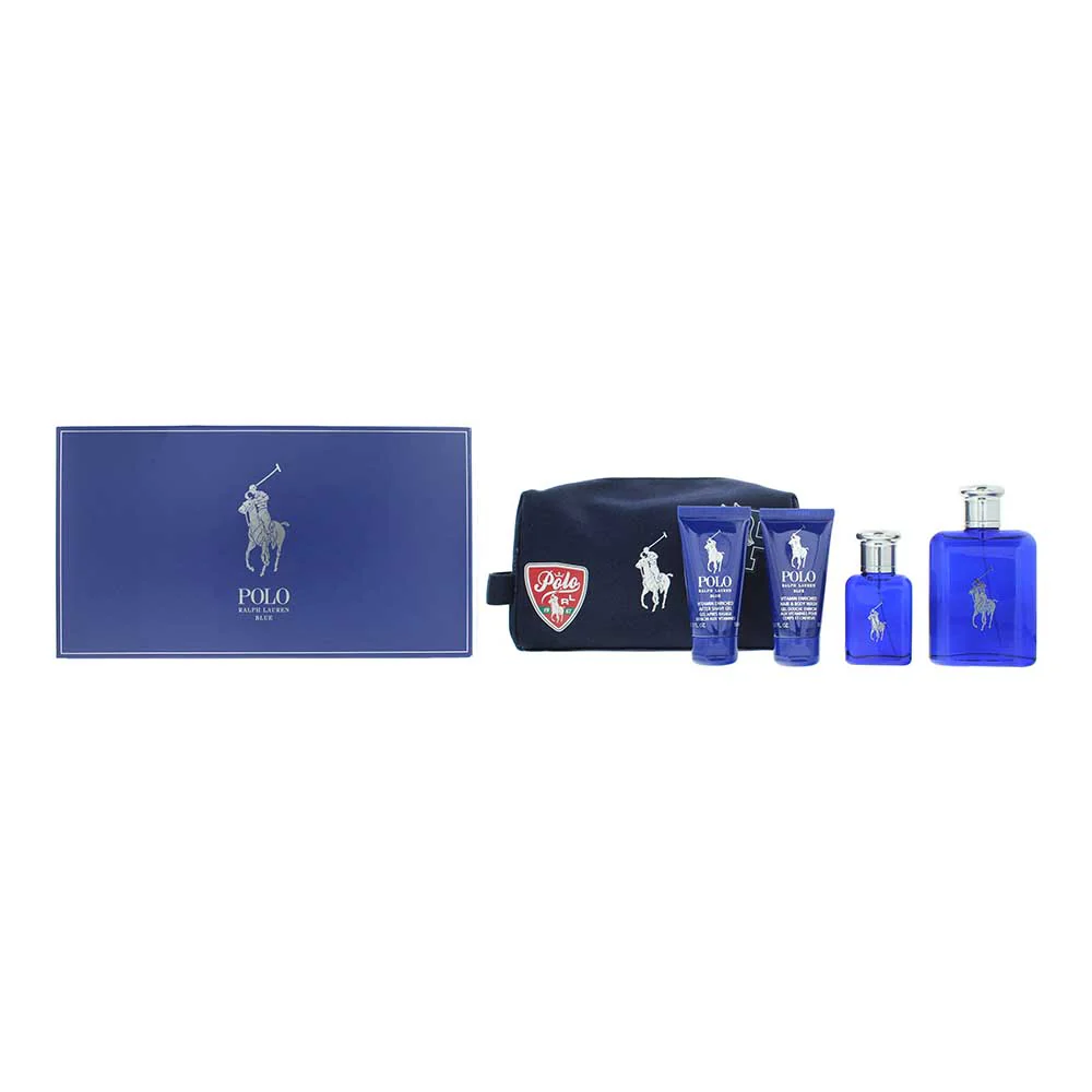 Ralph Lauren Polo Blue 4 Piece Gift Set: Eau de Toilette 125ml - Eau de Toilette 40ml - 50ml Shower Gel - 50ml Aftershave Balm
