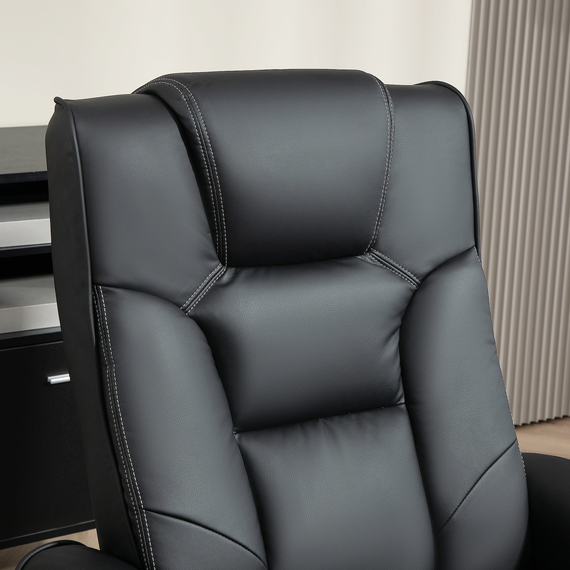 Recliner Chair With Footstool And Adjustable Backrest PU Armchair - Black, Brown, Grey - Image 25