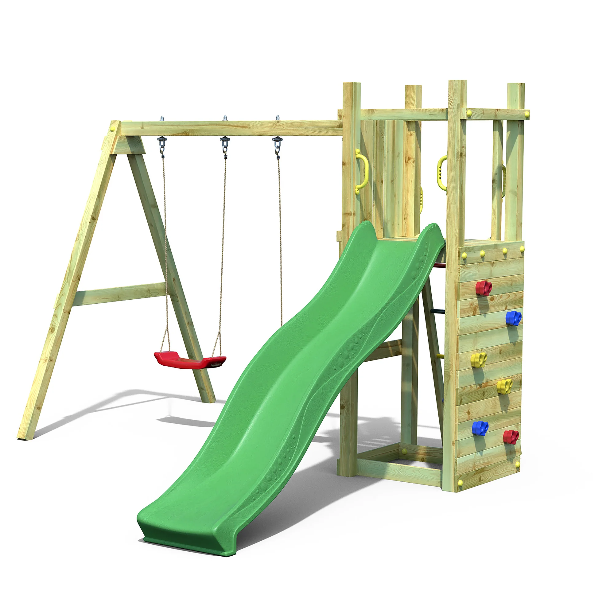 Rumble Ridge Rock Wall Playfort With Double Swing - Image 3
