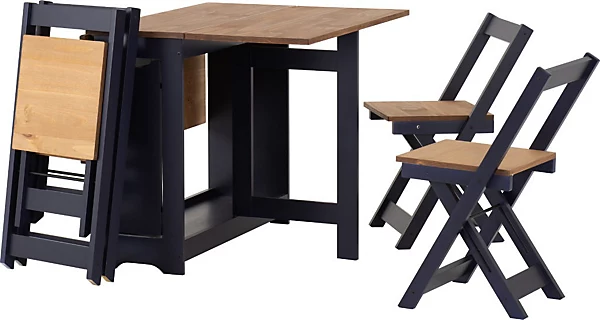 SANTOS BUTTERFLY DINING SET (X4 CHAIRS) - NAVY BLUE/DISTRESSED WAXED PINE - Image 3