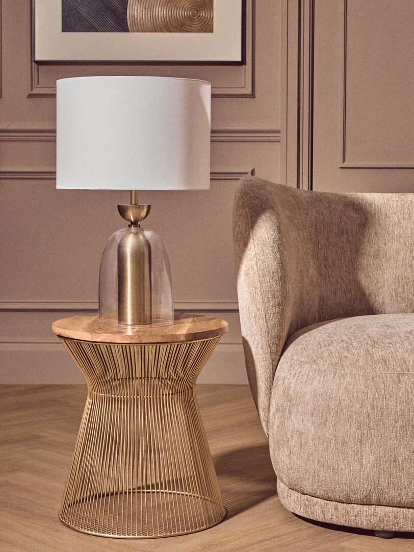 Sellis Clear Glass and Antique Brass Finish Metal Table Lamp - Image 3