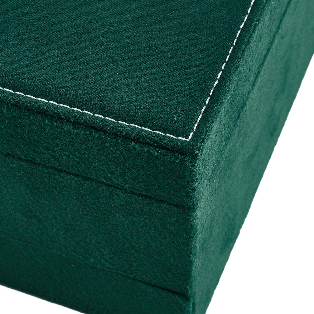 Sheonly 3-Tier Dark Green Velvet Jewellery Box with Lock - Image 3