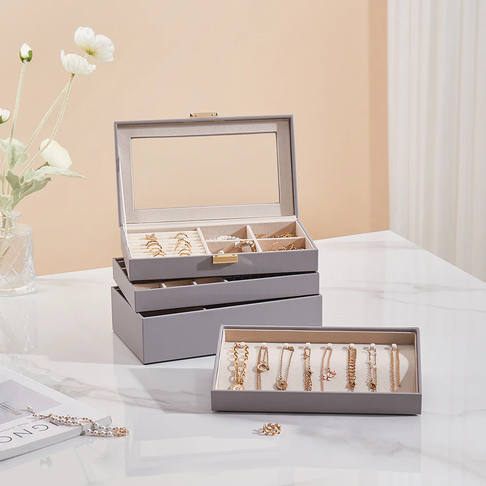 Sheonly 4-Tier Jewellery Storage Box with Transparent Lid - Image 2