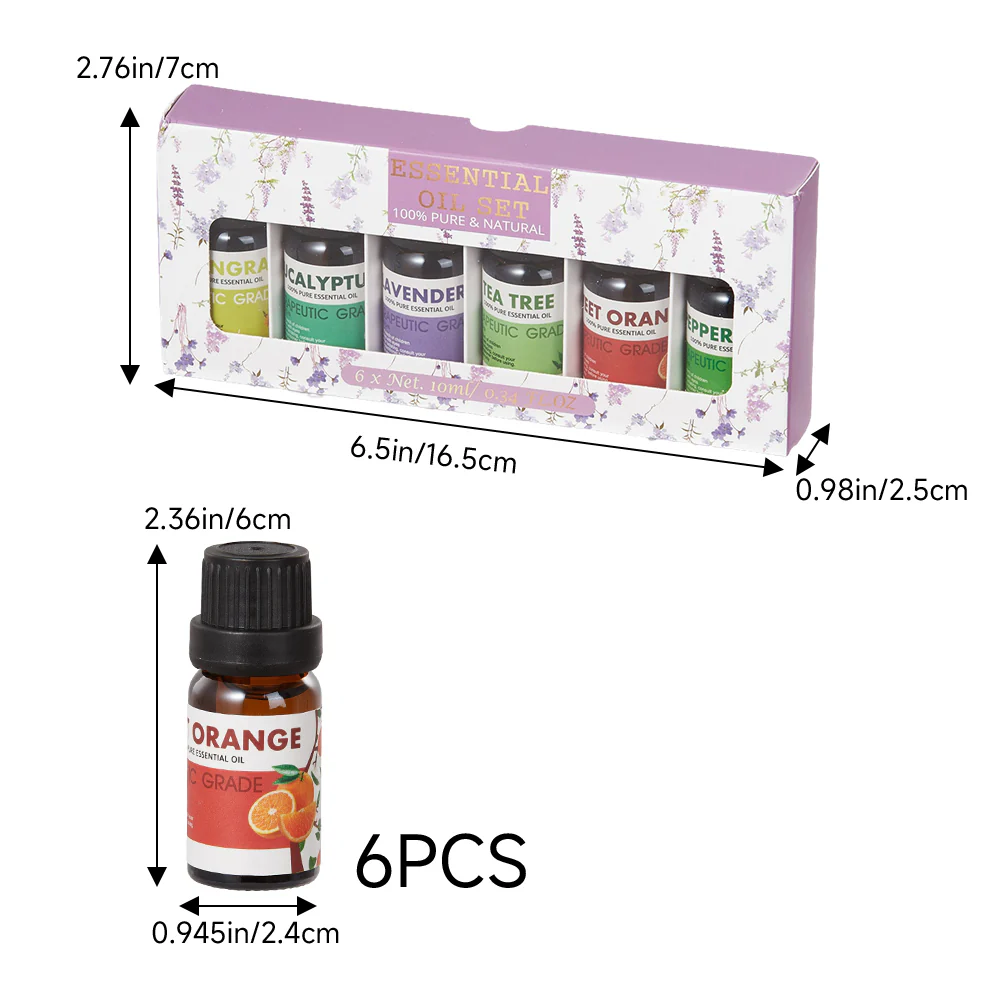 Sheonly 6 Bottles 10ml Aromatherapy Diffuser Scented Essential Oil Set - Image 9