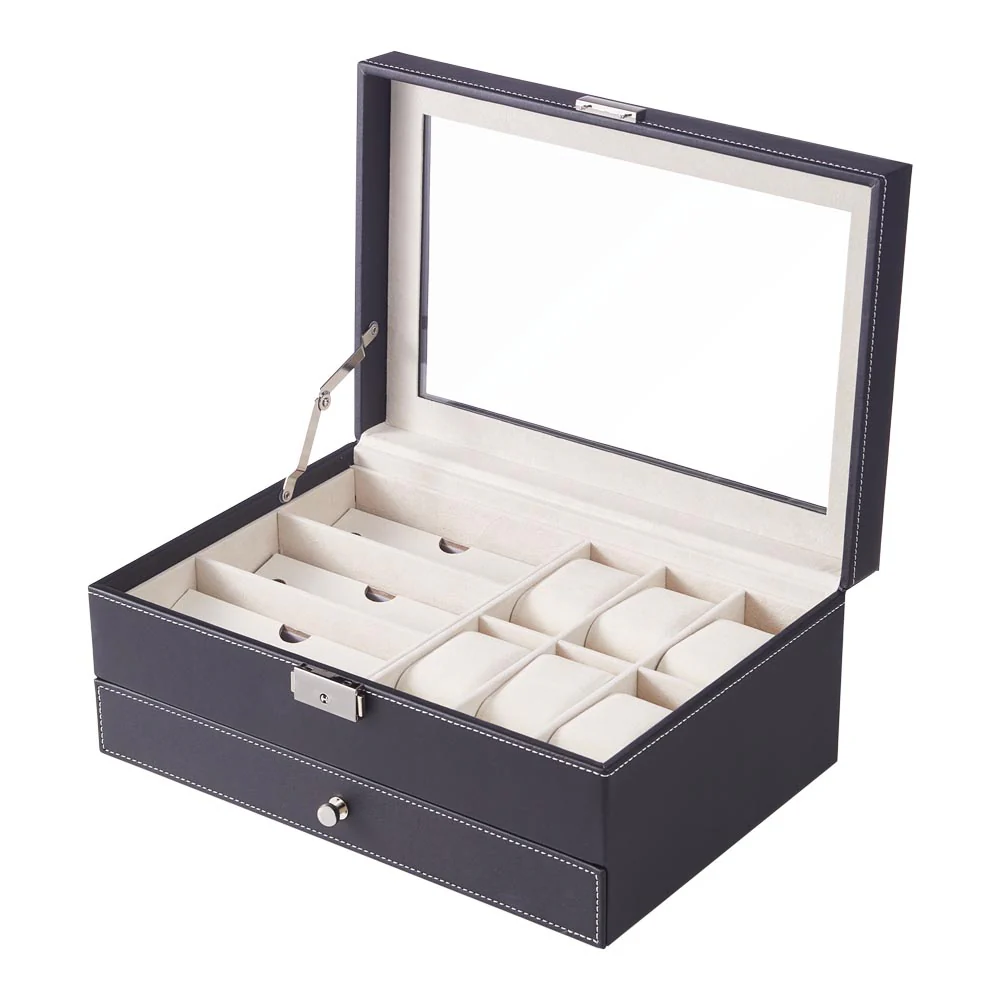 Sheonly Black Jewellery Storage Box with Transparent Lid - Image 5