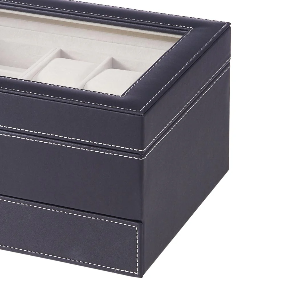 Sheonly Black Jewellery Storage Box with Transparent Lid - Image 8