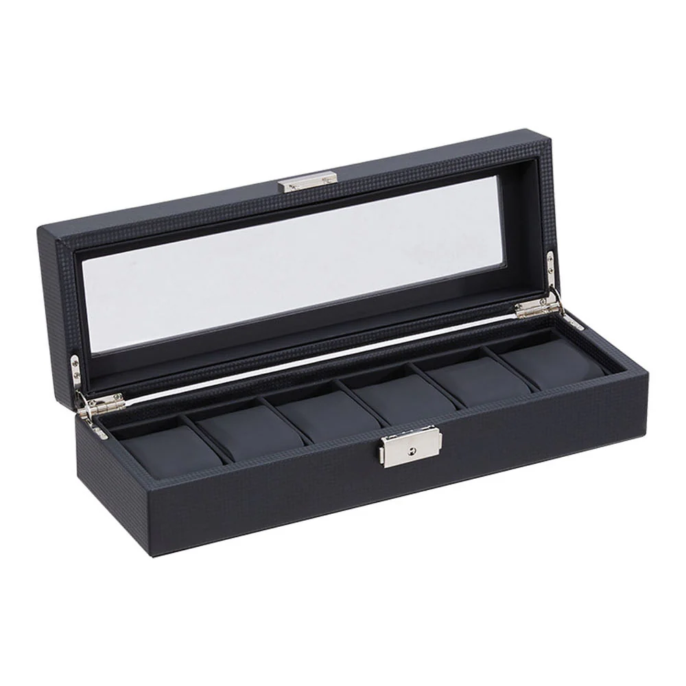 Sheonly Elegant Faux Leather Watch Display Case with 6 Slots - Image 5
