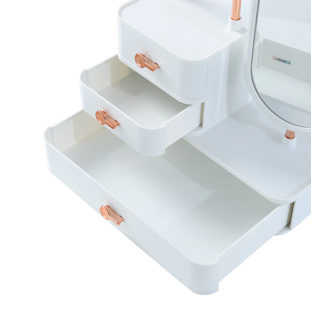 Sheonly Jewelry Organizer with Rotating Mirror and Makeup Storage Box - Image 3