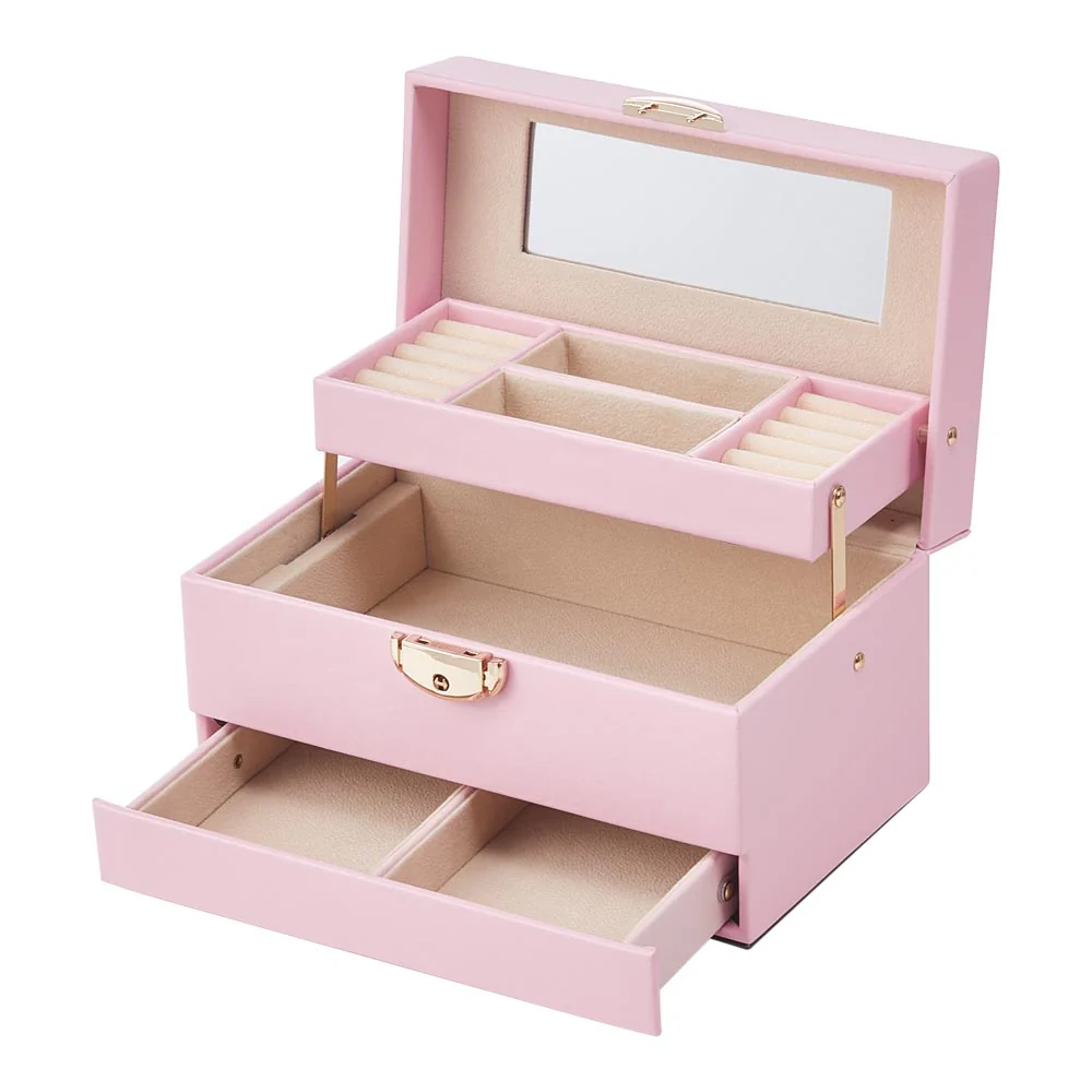 Sheonly Lockable Jewellery Storage Box with Drawer - Image 5
