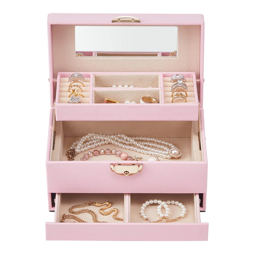 Sheonly Lockable Jewellery Storage Box with Drawer - Image 6