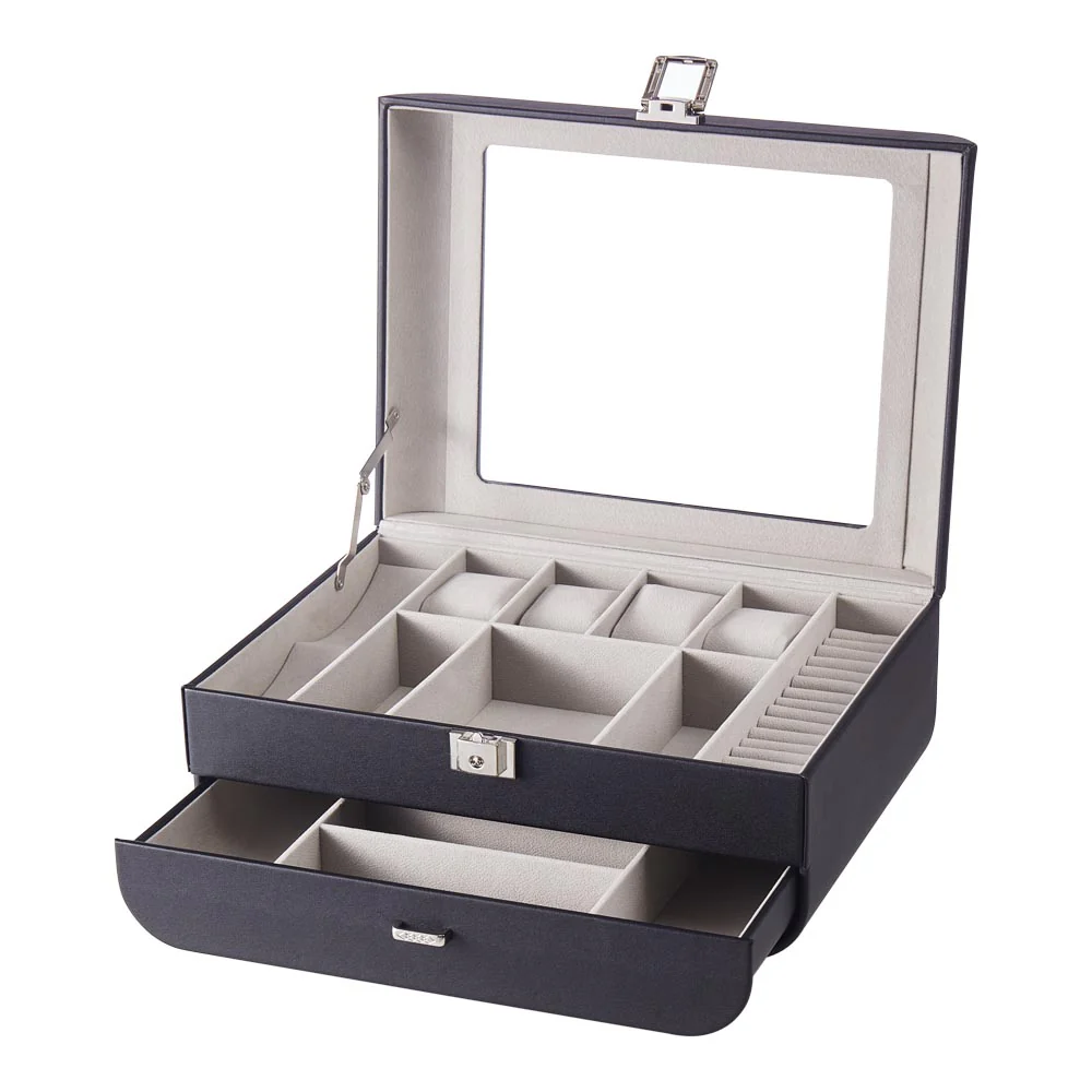 Sheonly Stylish Jewellery Storage Box with Watch Slots - Image 6