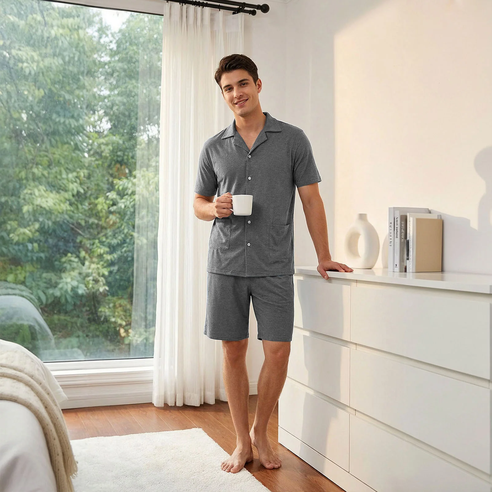 Short Sleeve Loungewear Set Grey