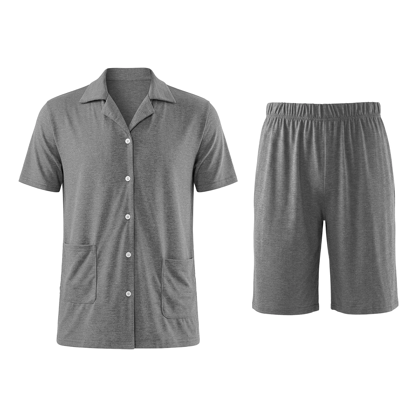 Short Sleeve Loungewear Set Grey - Image 2