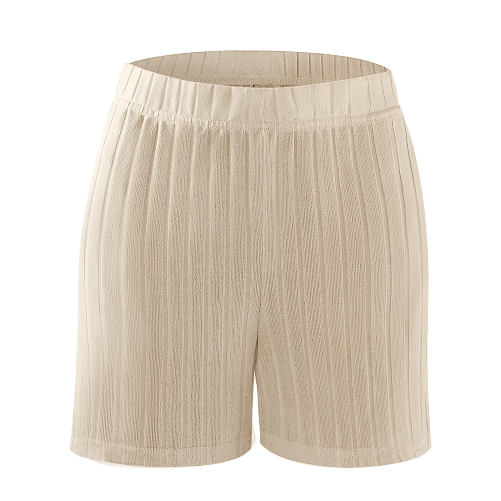 Short Sleeve Loungewear Set Cream Ribbed - Image 5