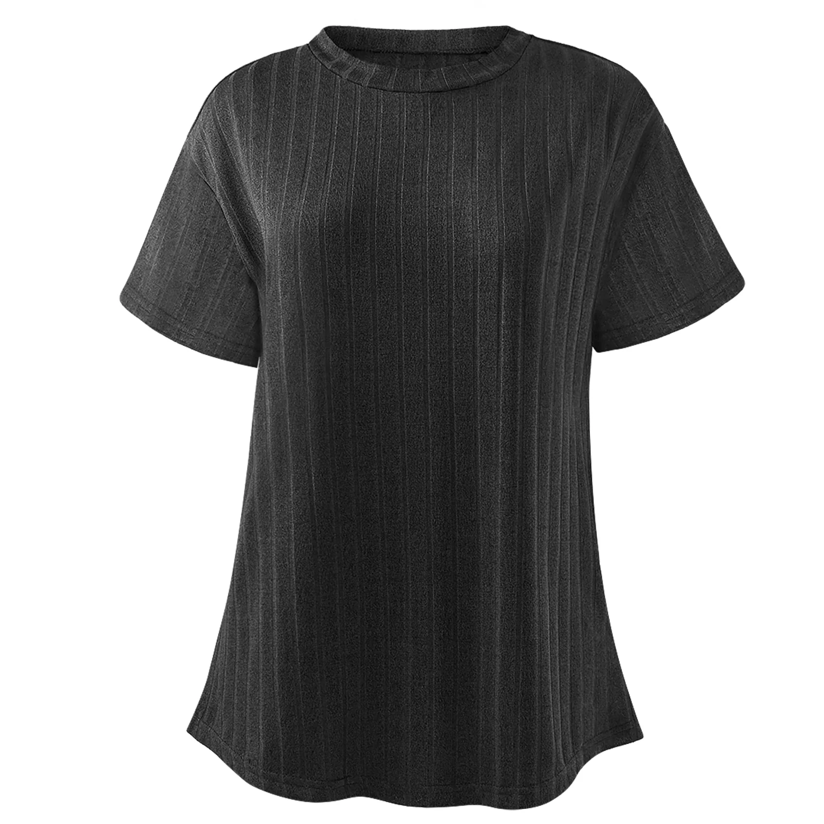 Short Sleeve Loungewear Set Ribbed Black - Image 3