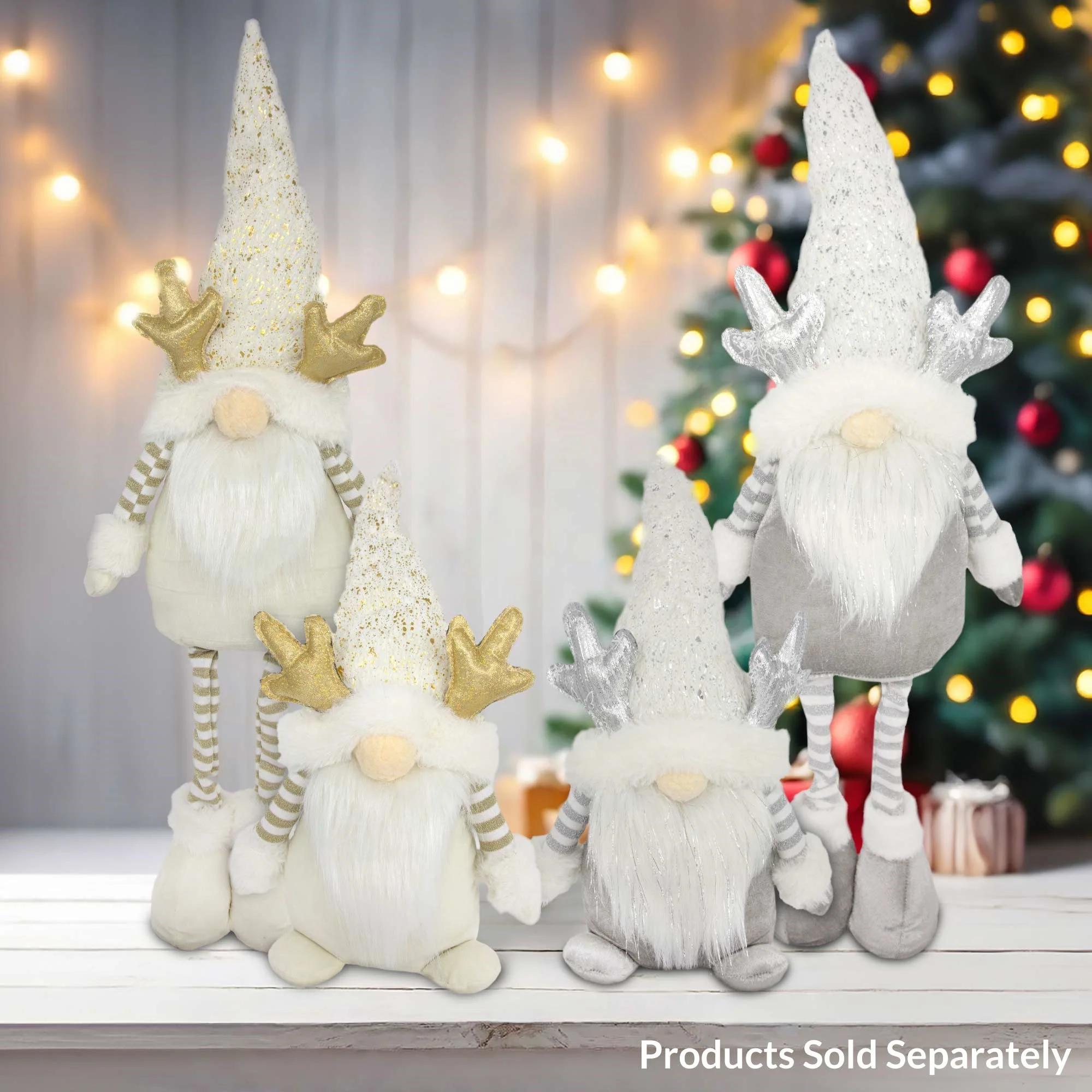 Sitting Santa Gonk With Antlers - White - Image 3