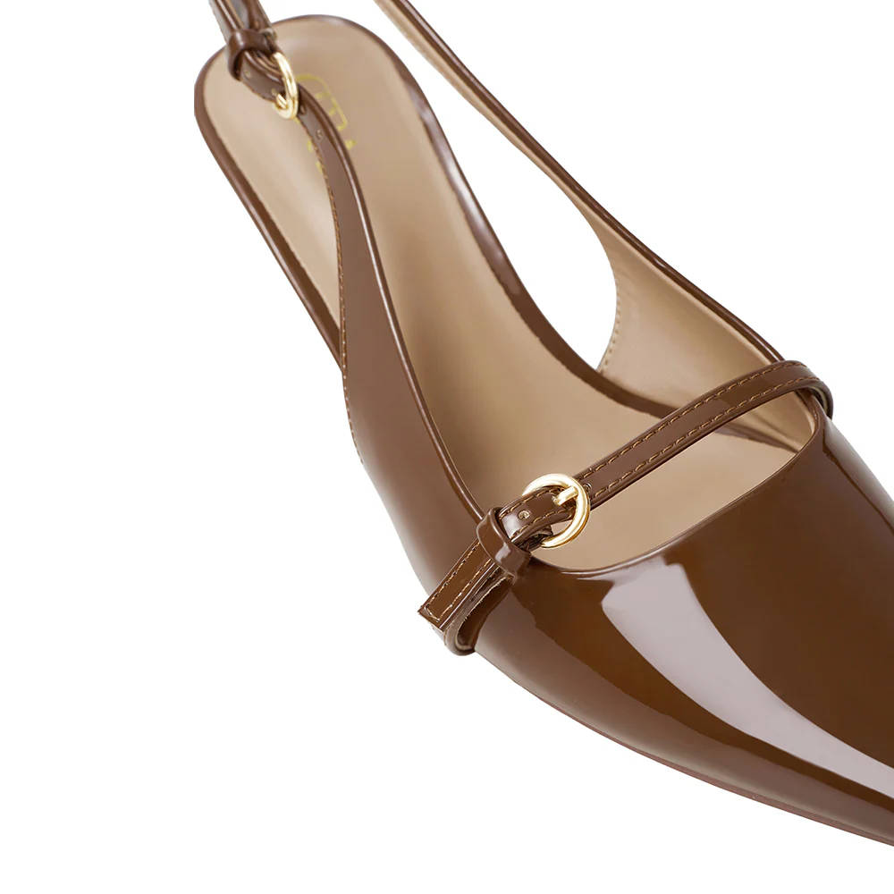 Slingback Pointed Closed Toe Heels Pumps Sandals - Image 6