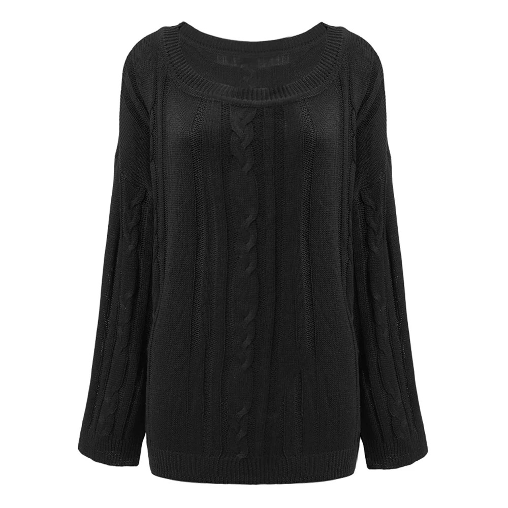 Slouchy Asymmetrical Neck Knitted Sweater - Image 3
