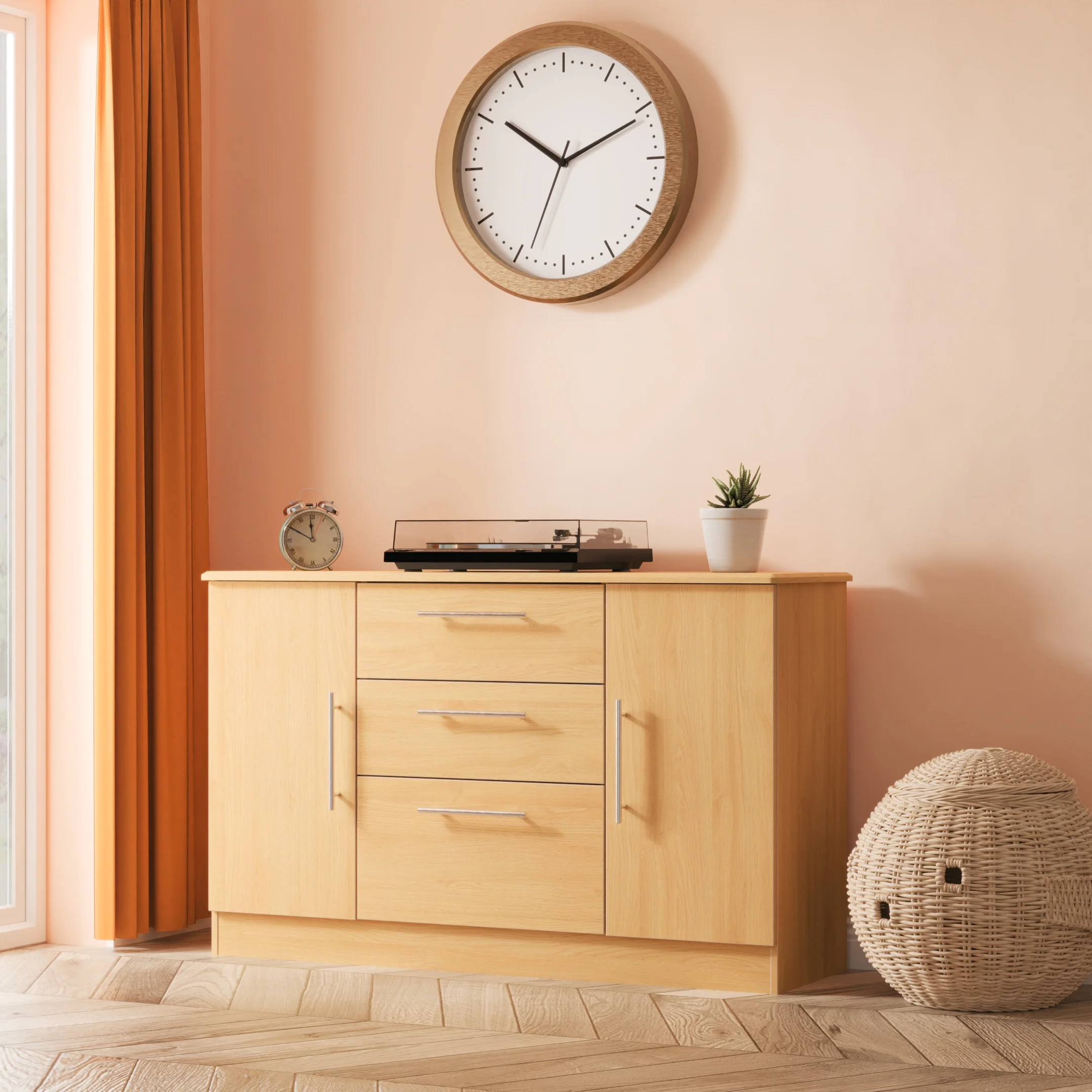 Sofia Ready Assembled 2 Door 3 Drawer Sideboard in Modern Oak