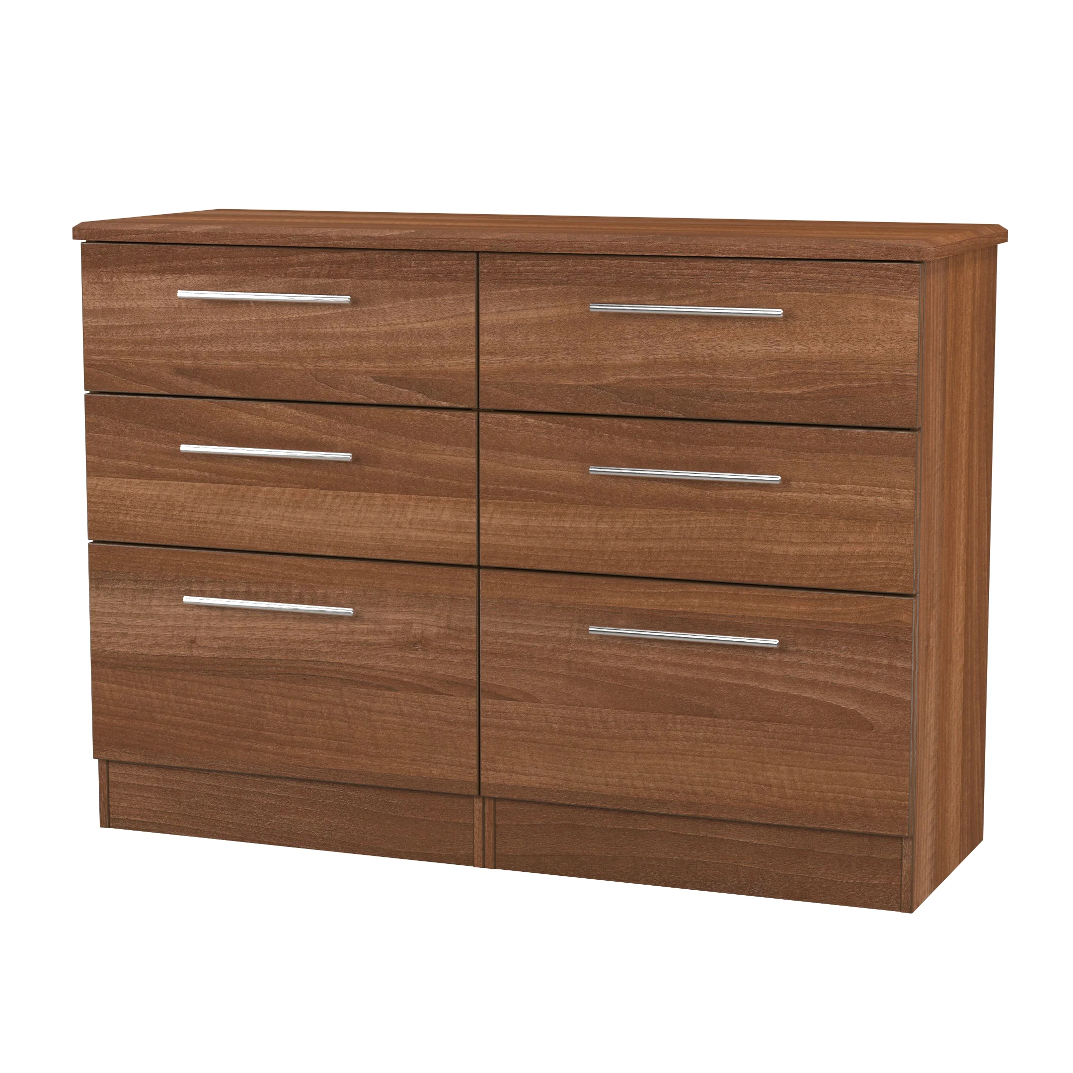 Sofia Ready Assembled 6 Drawer Wide Chest in Noche Walnut - Image 3