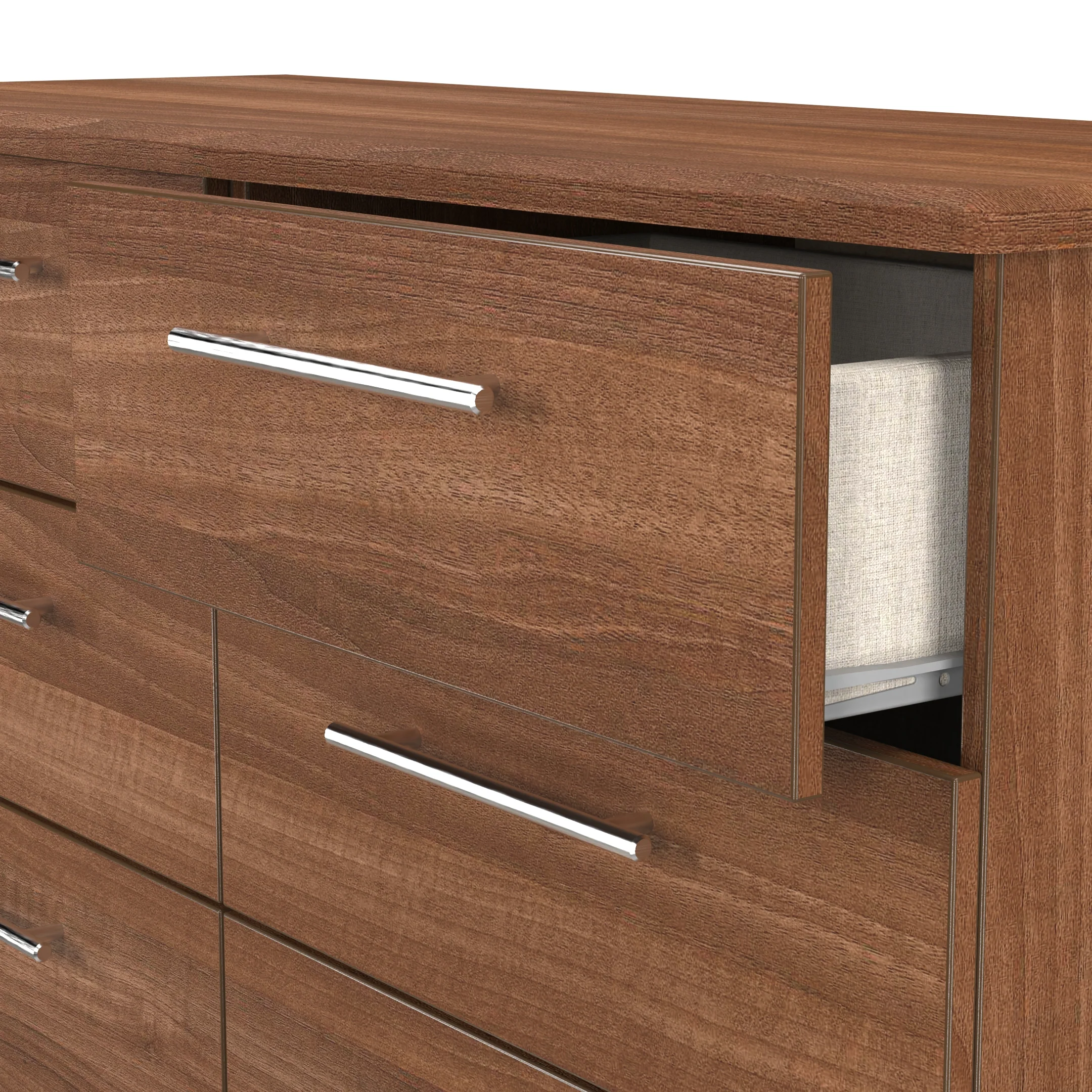 Sofia Ready Assembled 6 Drawer Wide Chest in Noche Walnut - Image 5