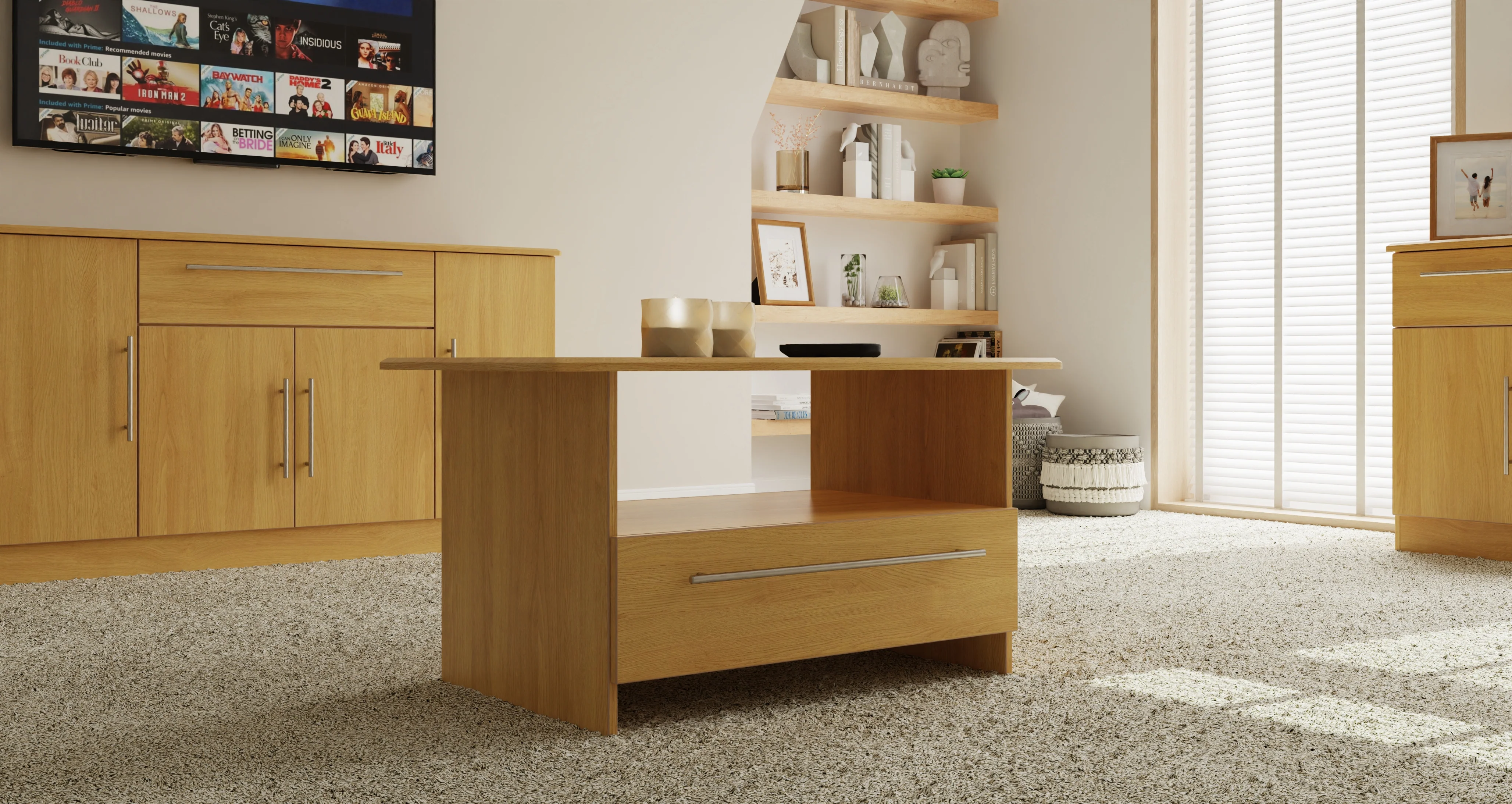 Sofia Ready Assembled Bottom Drawer Coffee Table in Modern Oak - Image 7