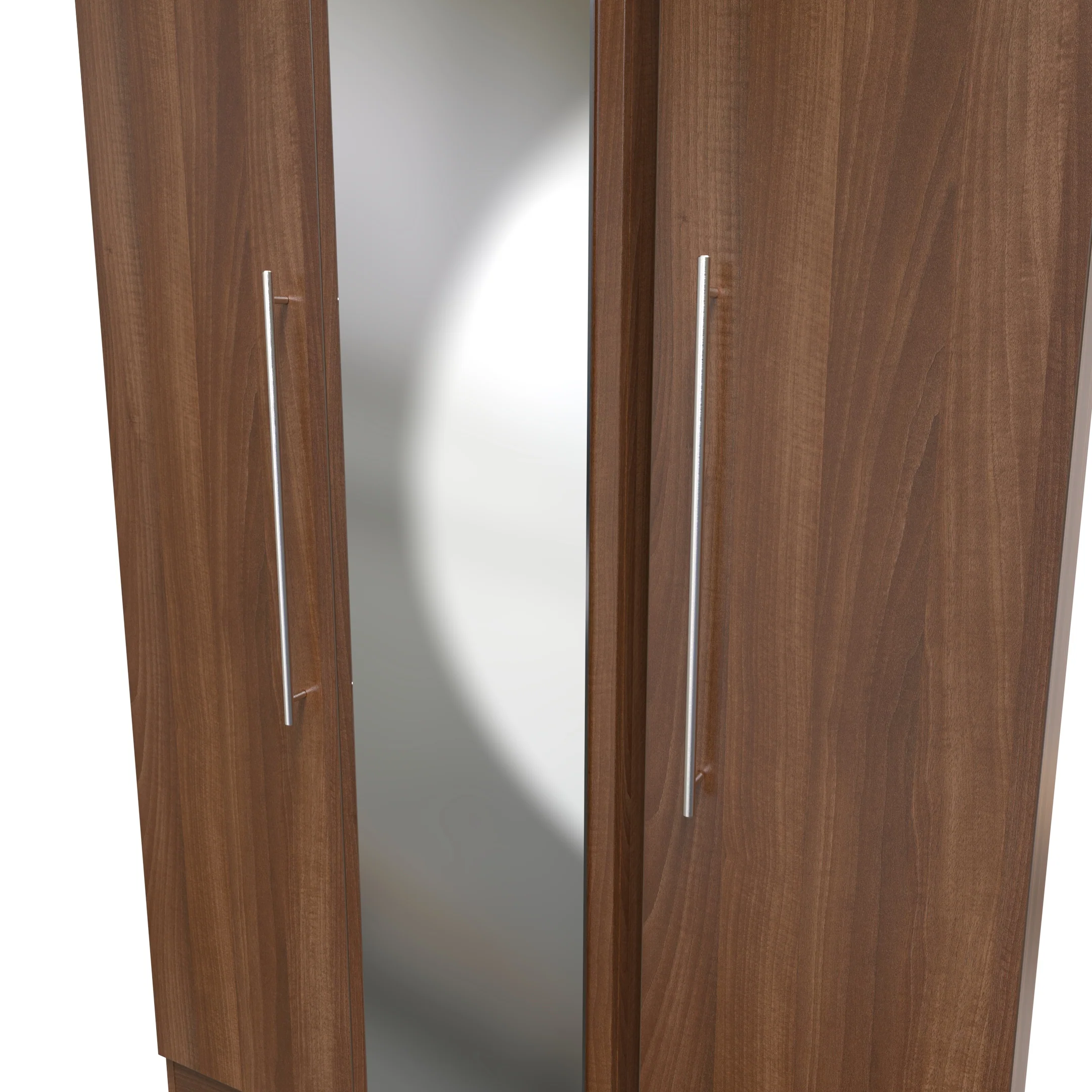Sofia Ready Assembled Triple Mirror Wardrobe in Noche Walnut - Image 4