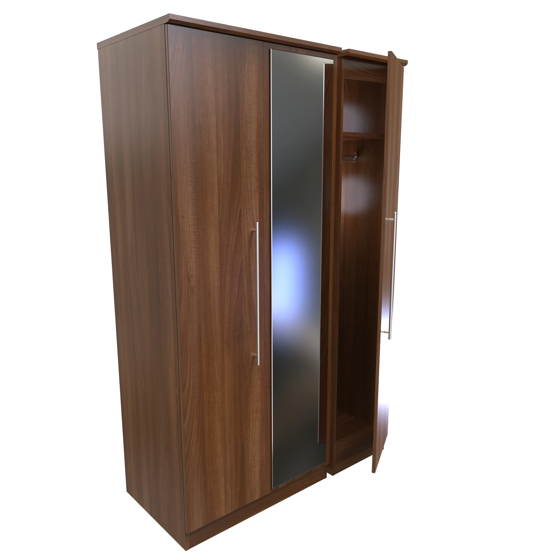 Sofia Ready Assembled Triple Mirror Wardrobe in Noche Walnut - Image 6