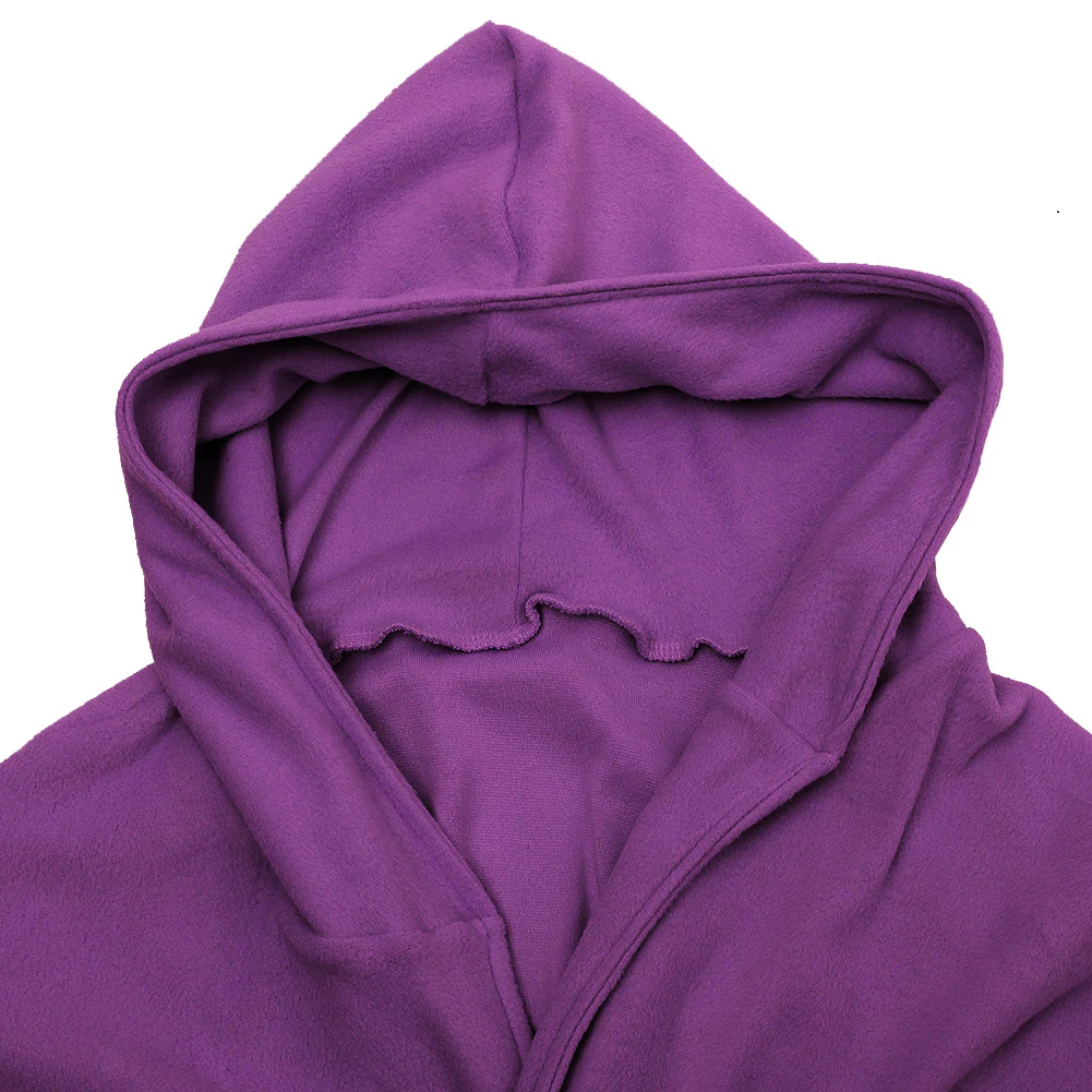 Solid Long Hooded Bath Robe - Image 5