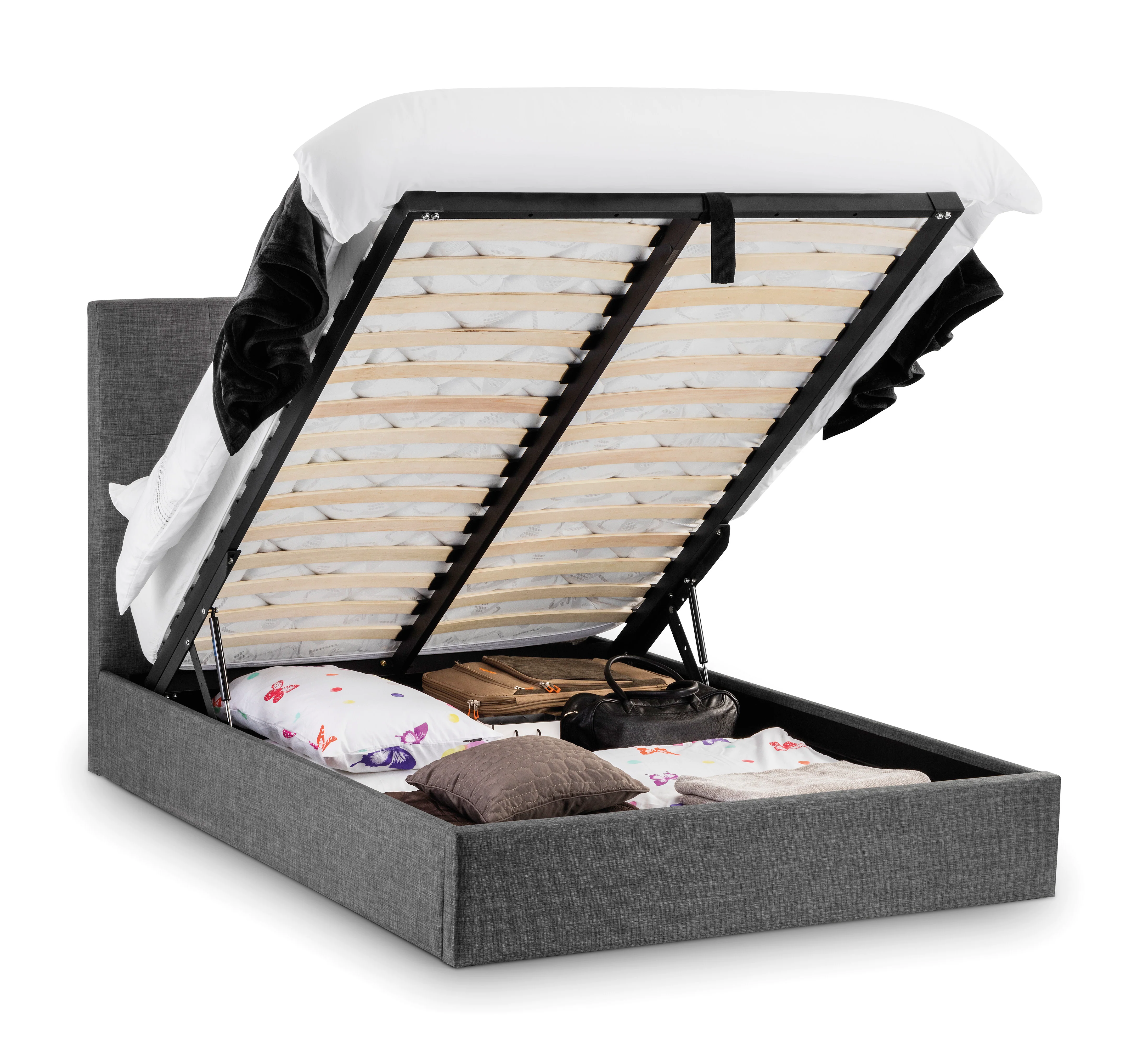 Sorrento Ottoman Storage 150cm King Bed - Slate Linen - Image 2