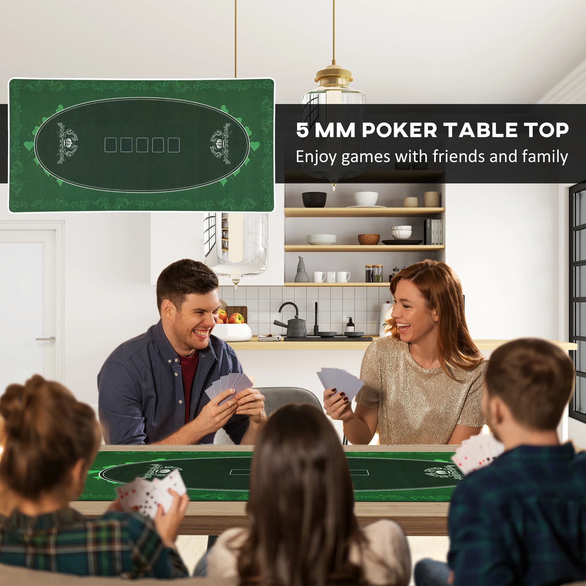 SPORTNOW 120 X 60 Cm Poker Mat 6 Player Water-Resistant, Green - Image 3