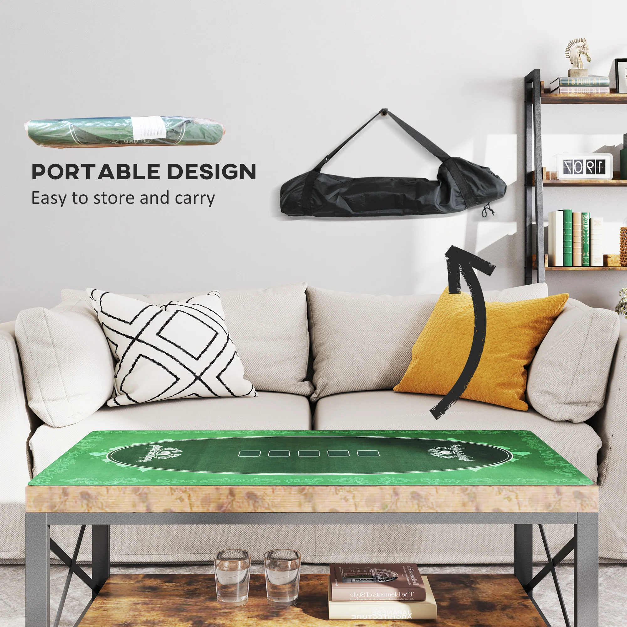 SPORTNOW 120 X 60 Cm Poker Mat 6 Player Water-Resistant, Green - Image 6