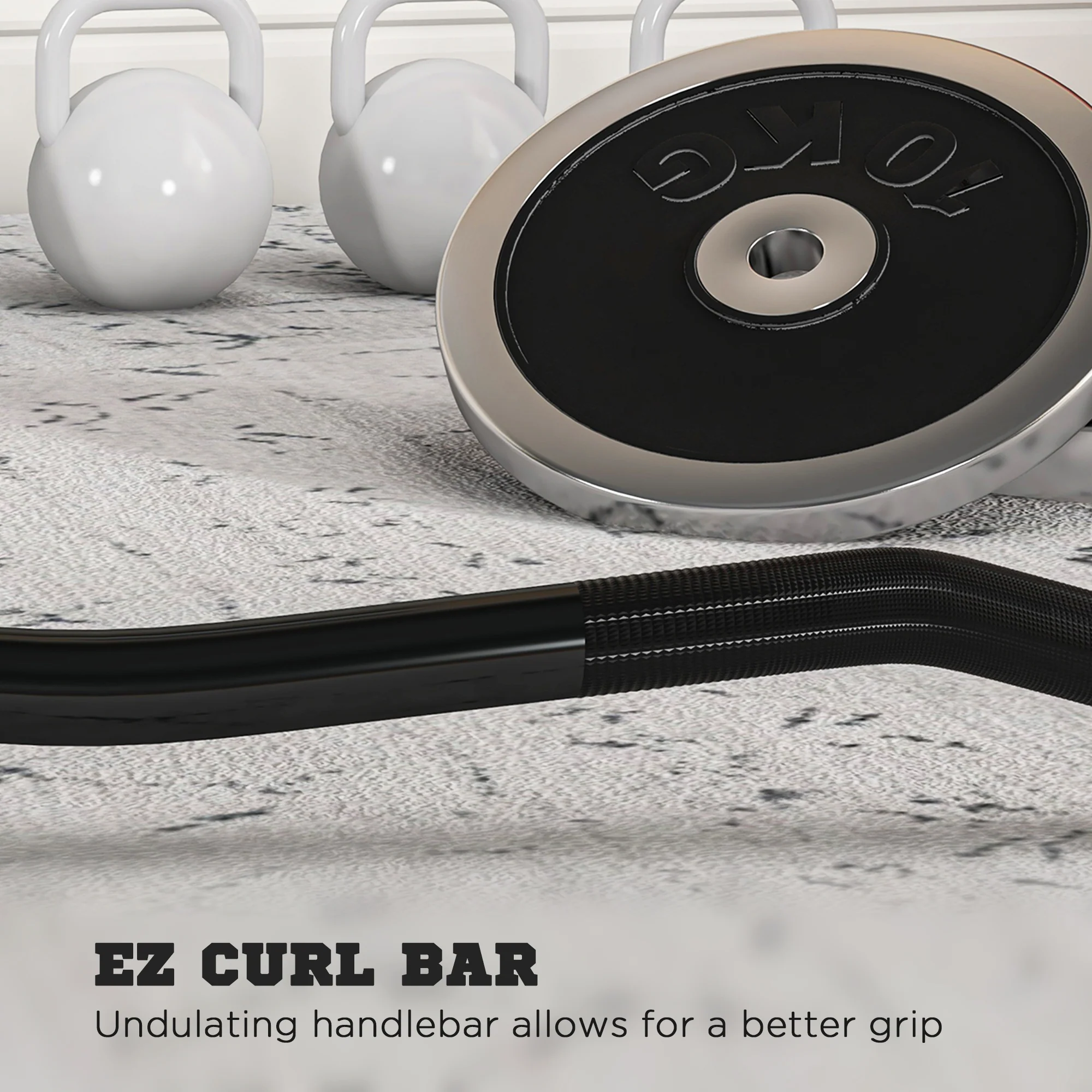 SPORTNOW 120cm EZ Curl Bar, Olympic Barbell Bar For 5cm Weight Plates, 8kg - Image 3