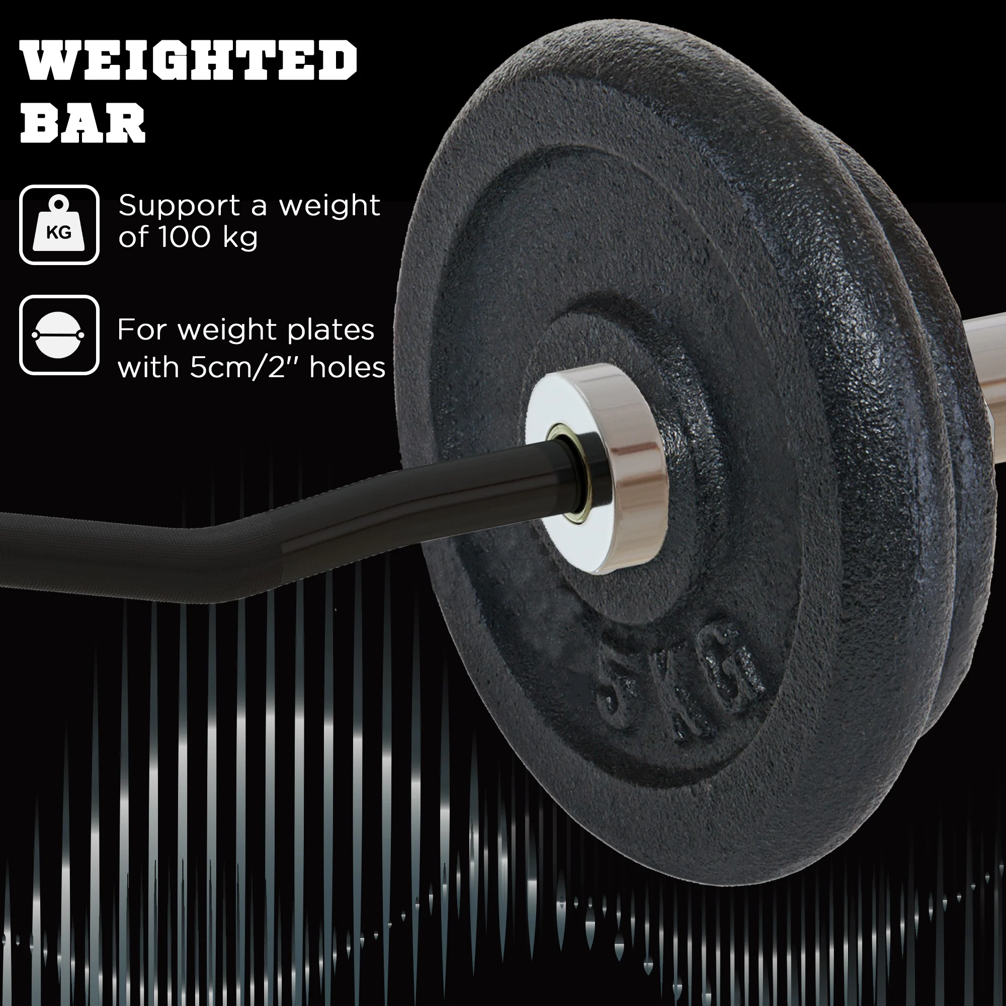 SPORTNOW 120cm EZ Curl Bar, Olympic Barbell Bar For 5cm Weight Plates, 8kg - Image 4