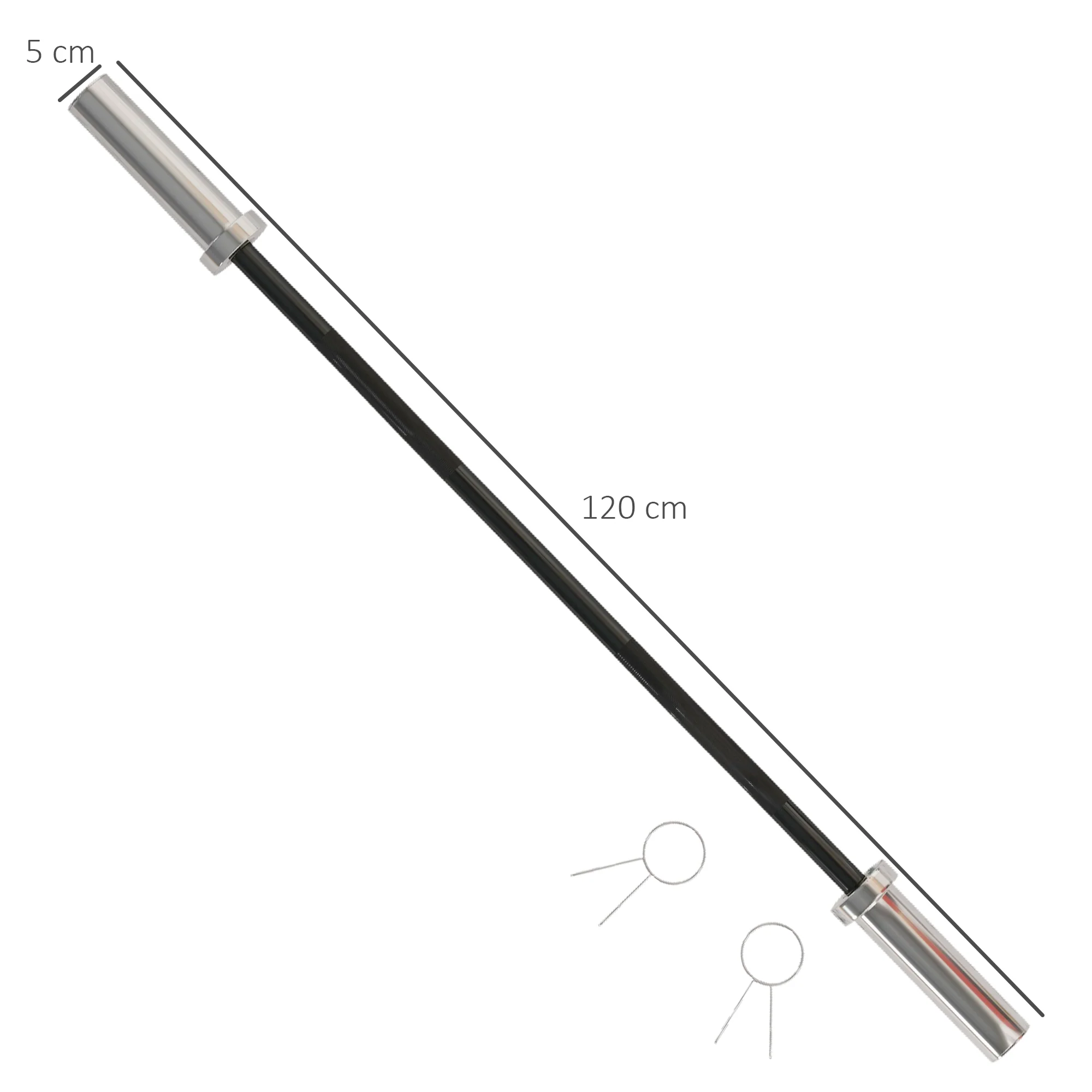 SPORTNOW 120cm EZ Curl Bar, Olympic Barbell Bar For 5cm Weight Plates, 8kg - Image 5