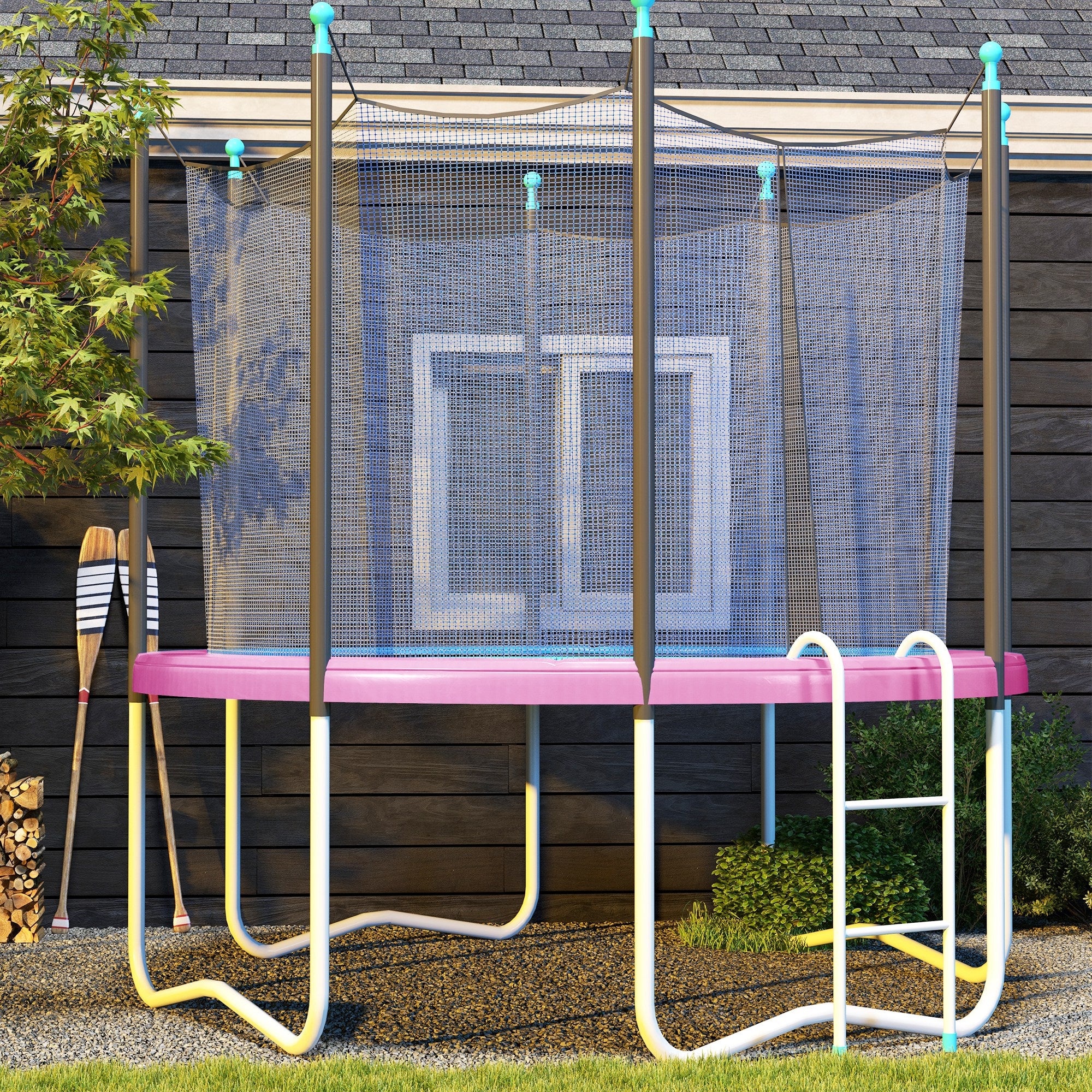 SPORTNOW 12FT Trampoline Pad Spring Cover, Waterproof, Pink - Image 2