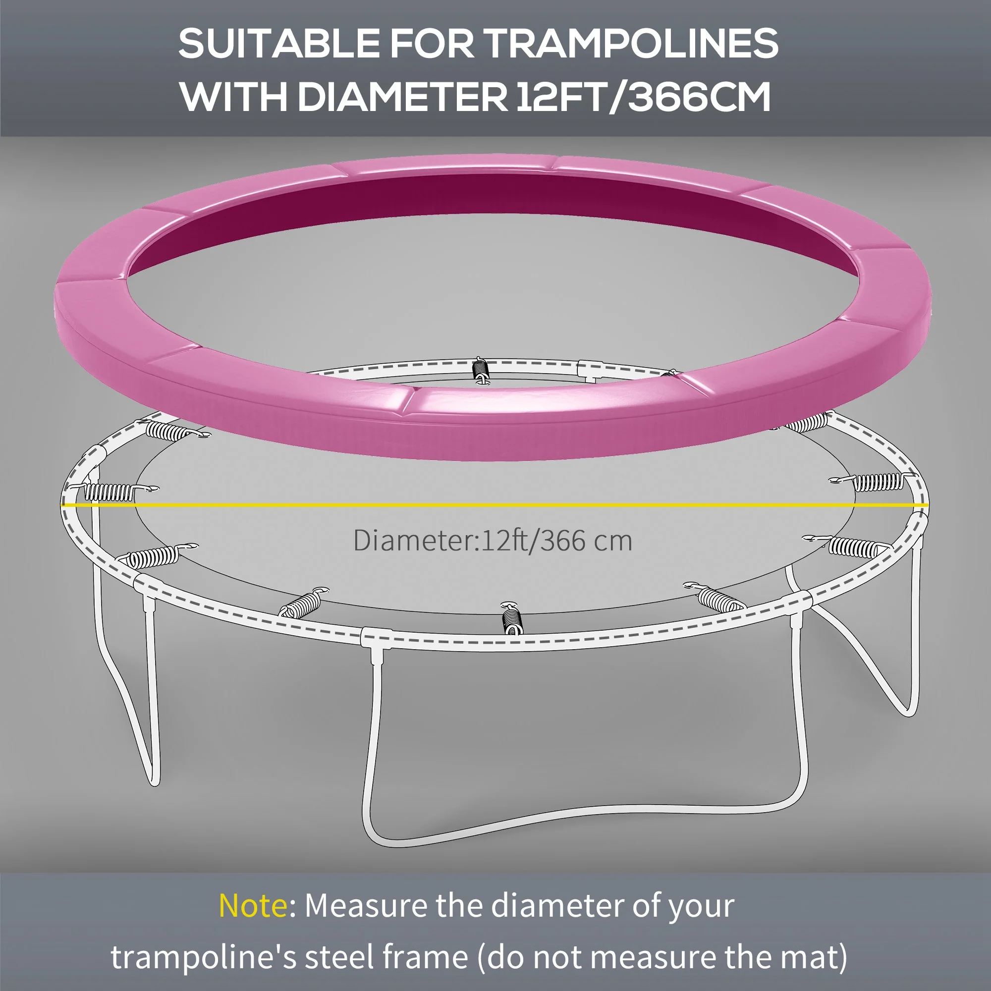 SPORTNOW 12FT Trampoline Pad Spring Cover, Waterproof, Pink - Image 3
