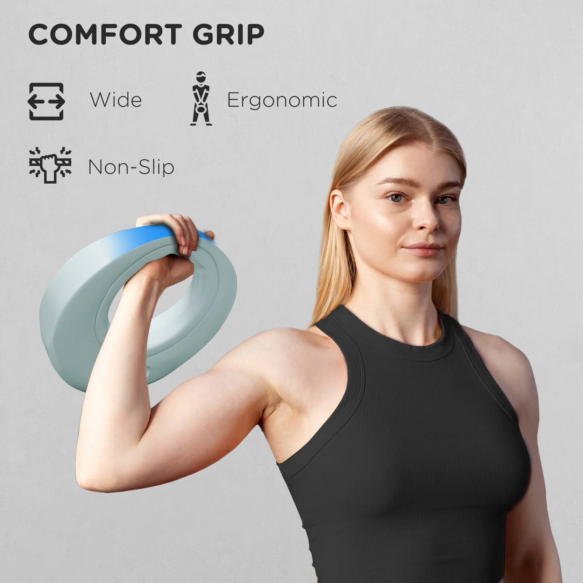SPORTNOW Kettlebell For Weight Lifting/Strength Training - Grey 6kg/Green 8kg/Blue 10kg/Pink 12kg - Image 6
