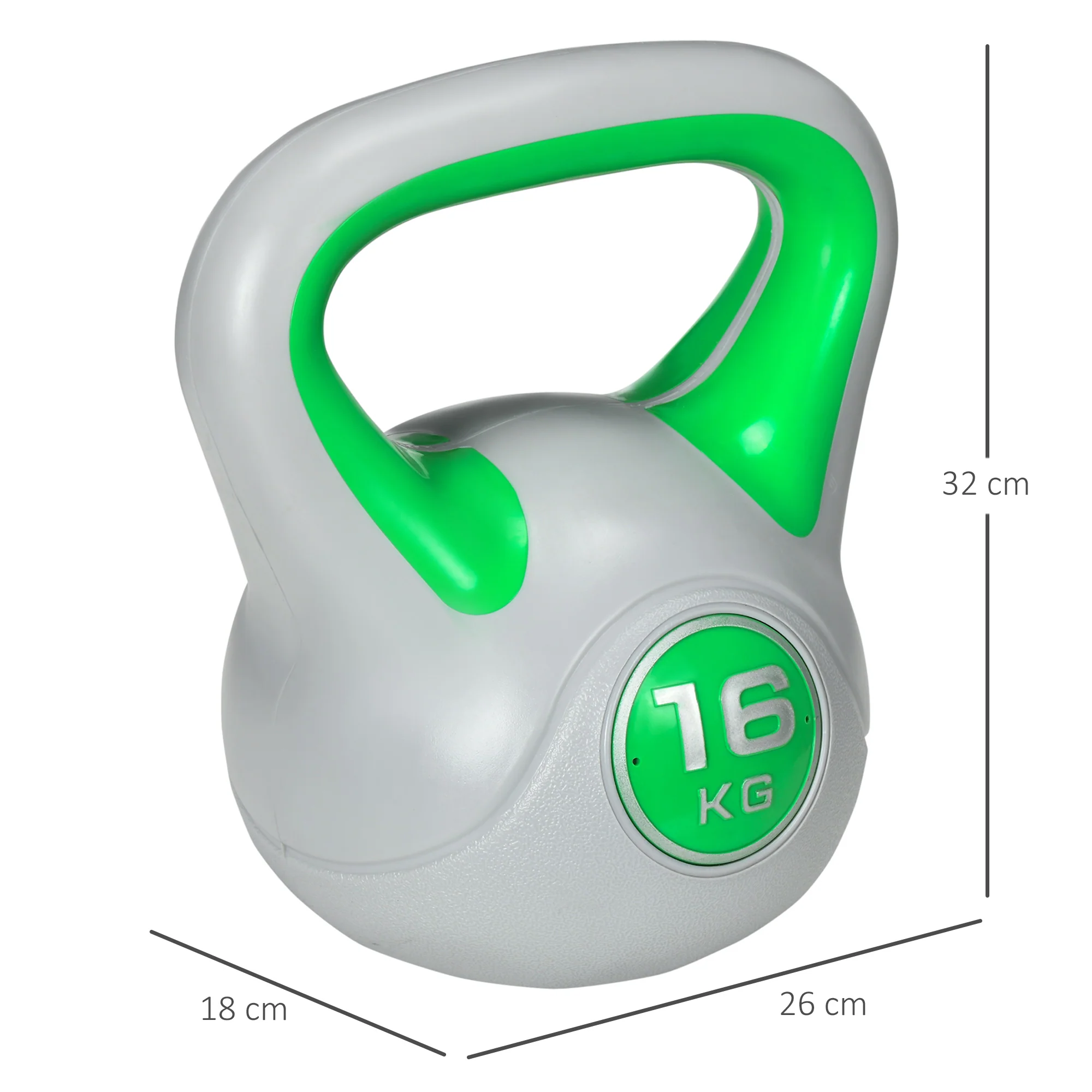 SPORTNOW 16kg Kettle Bell with Handle for Home Gym, Green and Grey - Image 5