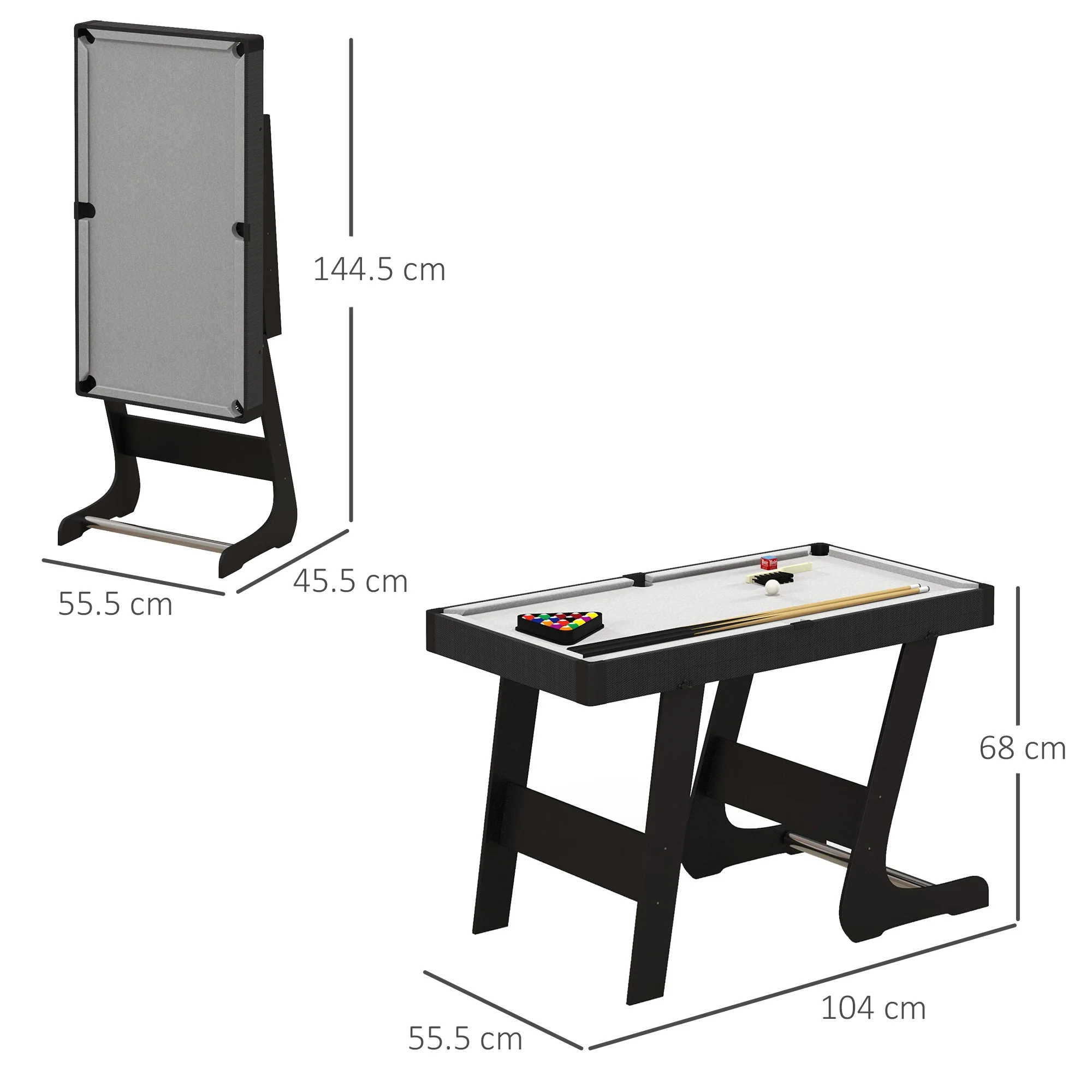 SPORTNOW 3.5ft Folding Pool Table Set With Cues, Balls, Chalk, Triangle, Brush - Image 5