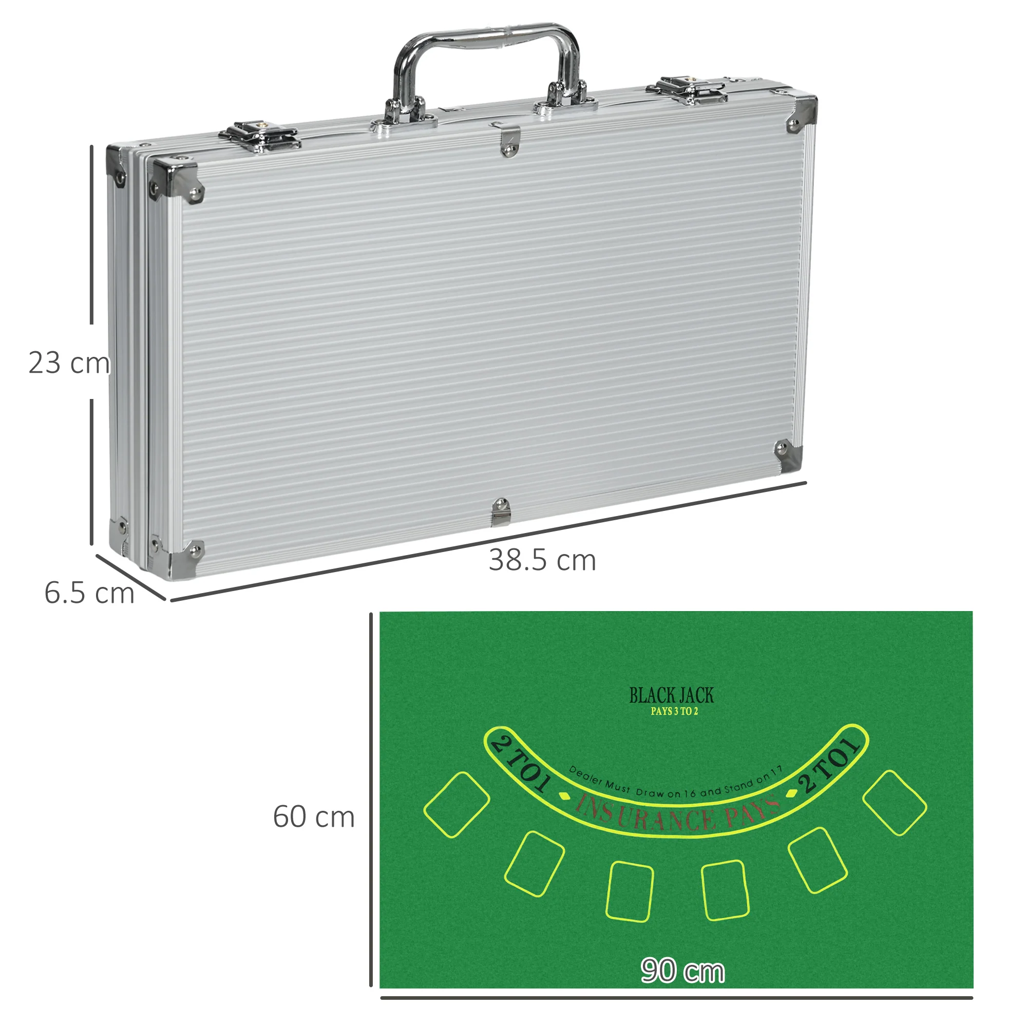 SPORTNOW 300-Piece Poker Chips Set W/ Mat, Aluminium Case, Two Decks Of Cards - Image 5