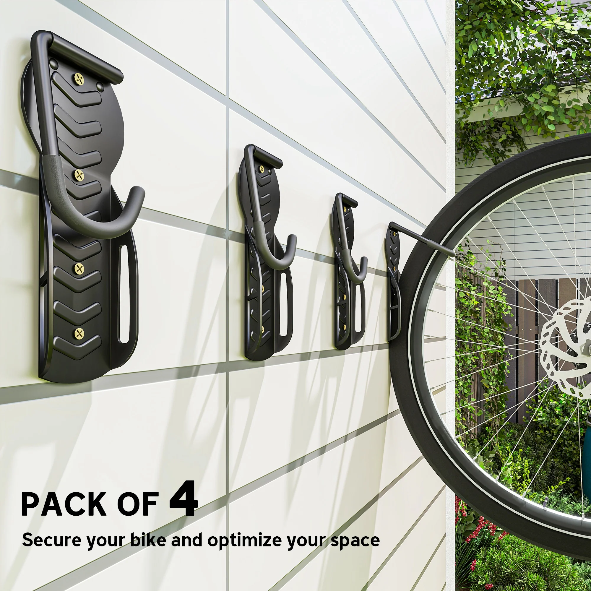 SPORTNOW 4 Pack Bike Rack, Wall Mounted Bike Hooks for Garage - Image 3