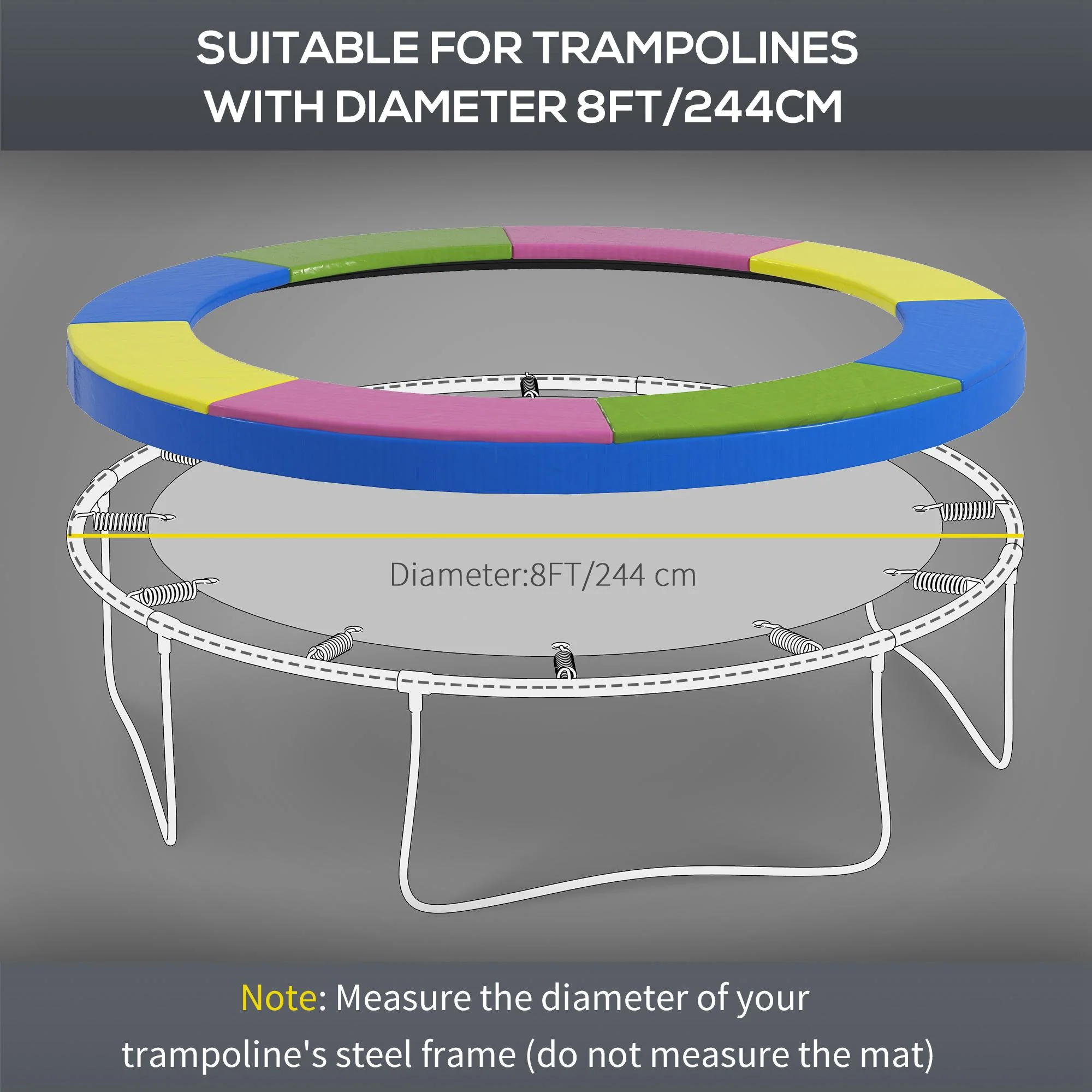 SPORTNOW 8FT Trampoline Pad Spring Cover, Waterproof - Image 3