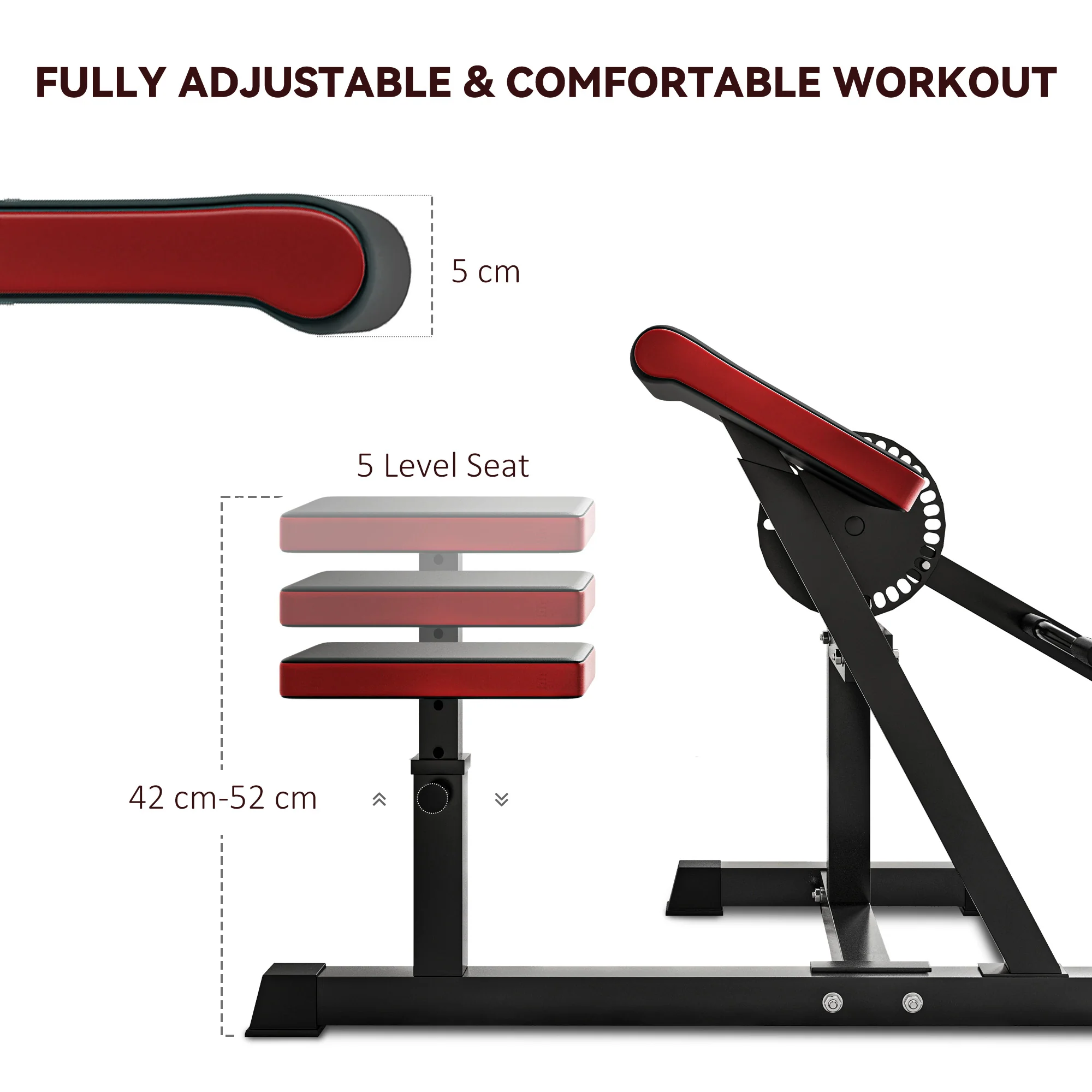 SPORTNOW Adjustable Preacher Curl Bench with Elbow Cushion for Home Gym - Image 4