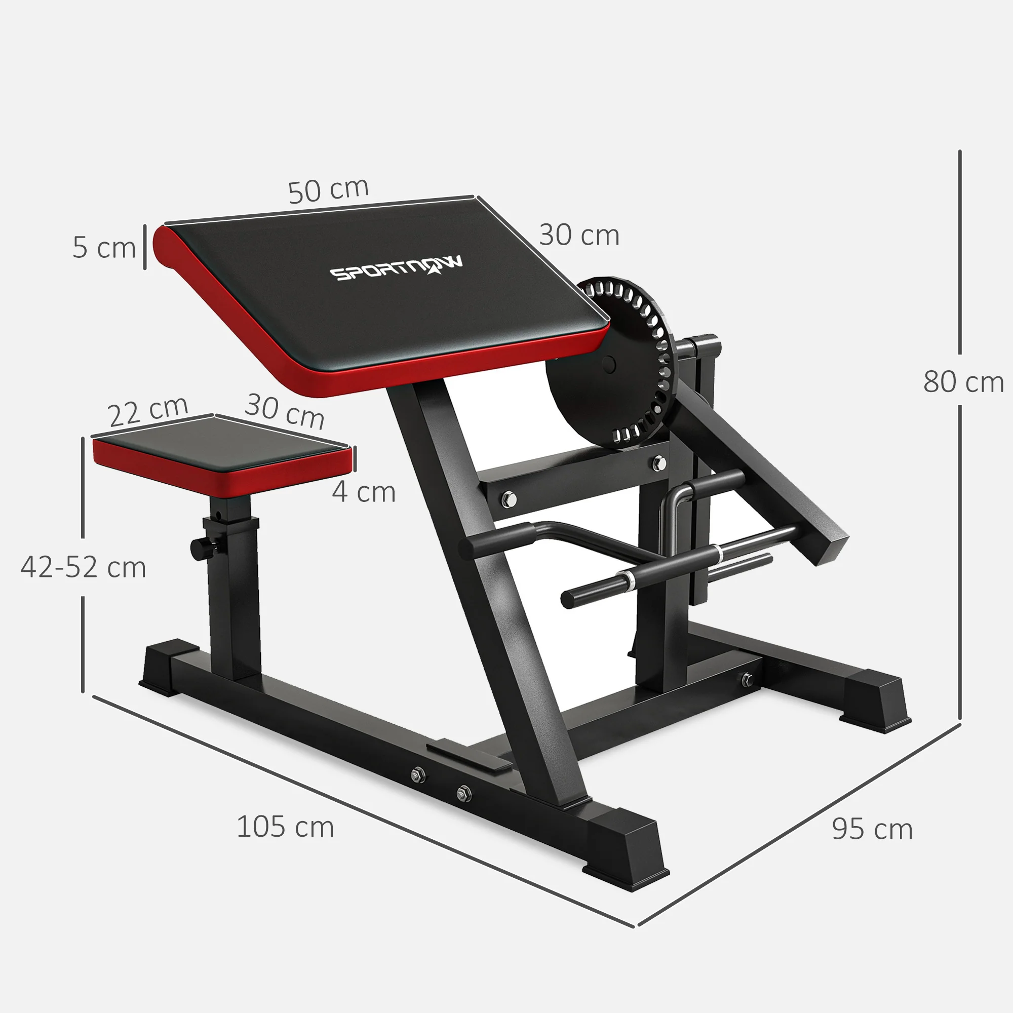 SPORTNOW Adjustable Preacher Curl Bench with Elbow Cushion for Home Gym - Image 5