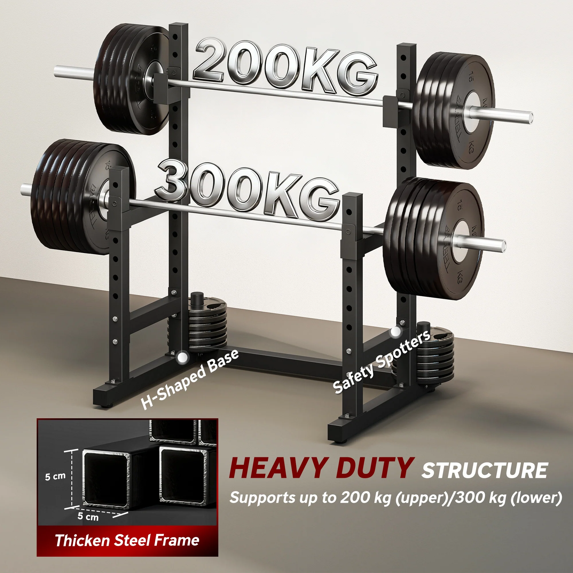 SPORTNOW Adjustable Squat Rack, Barbell Rack Stand, Max Load 300kg - Image 6