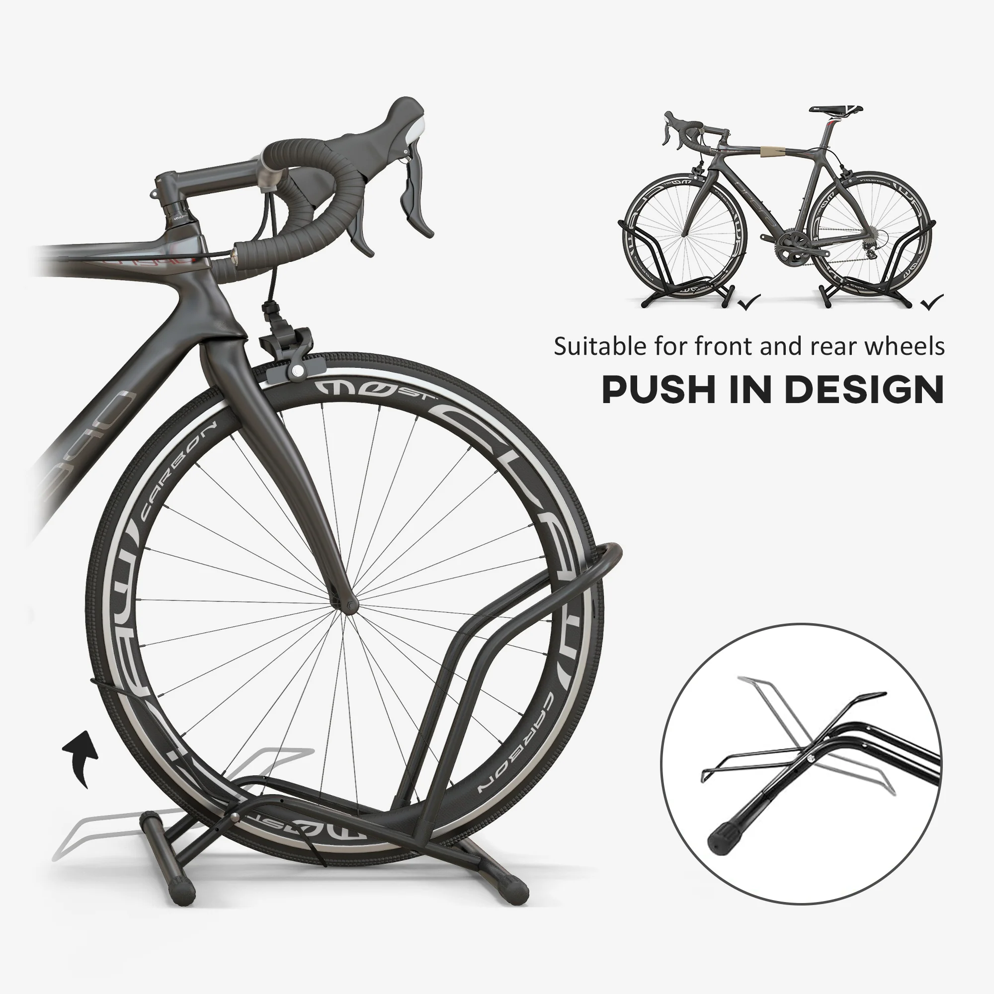 SPORTNOW Bike Stand Bicycle Storage Rack for Indoor Garages Flat Use - Image 3
